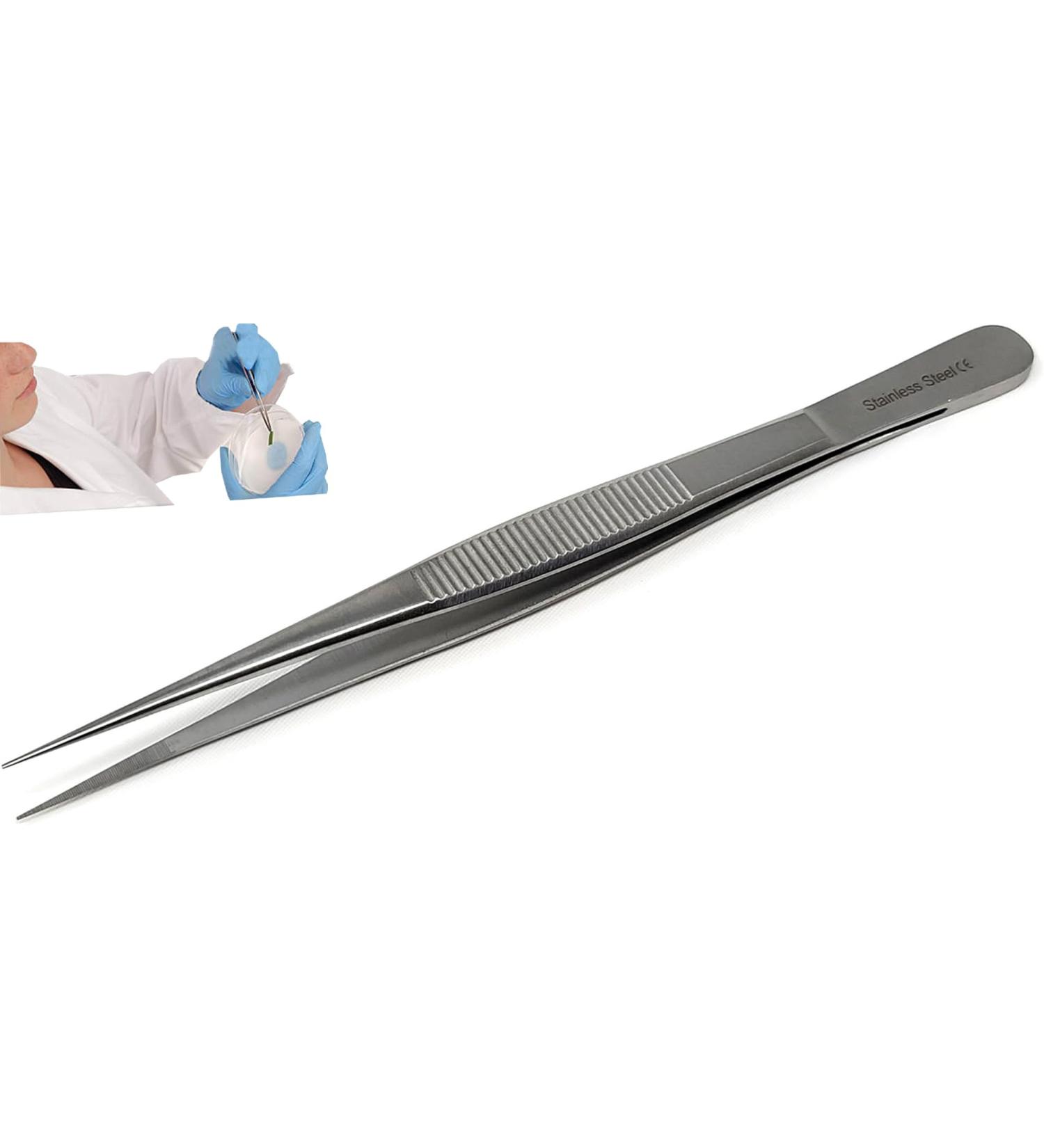 High Precision Stainless Steel Tweezers - Durable Straight Serrated Tip for Lab Use | Shop Internationally - Buy Online on GoSupps.com
