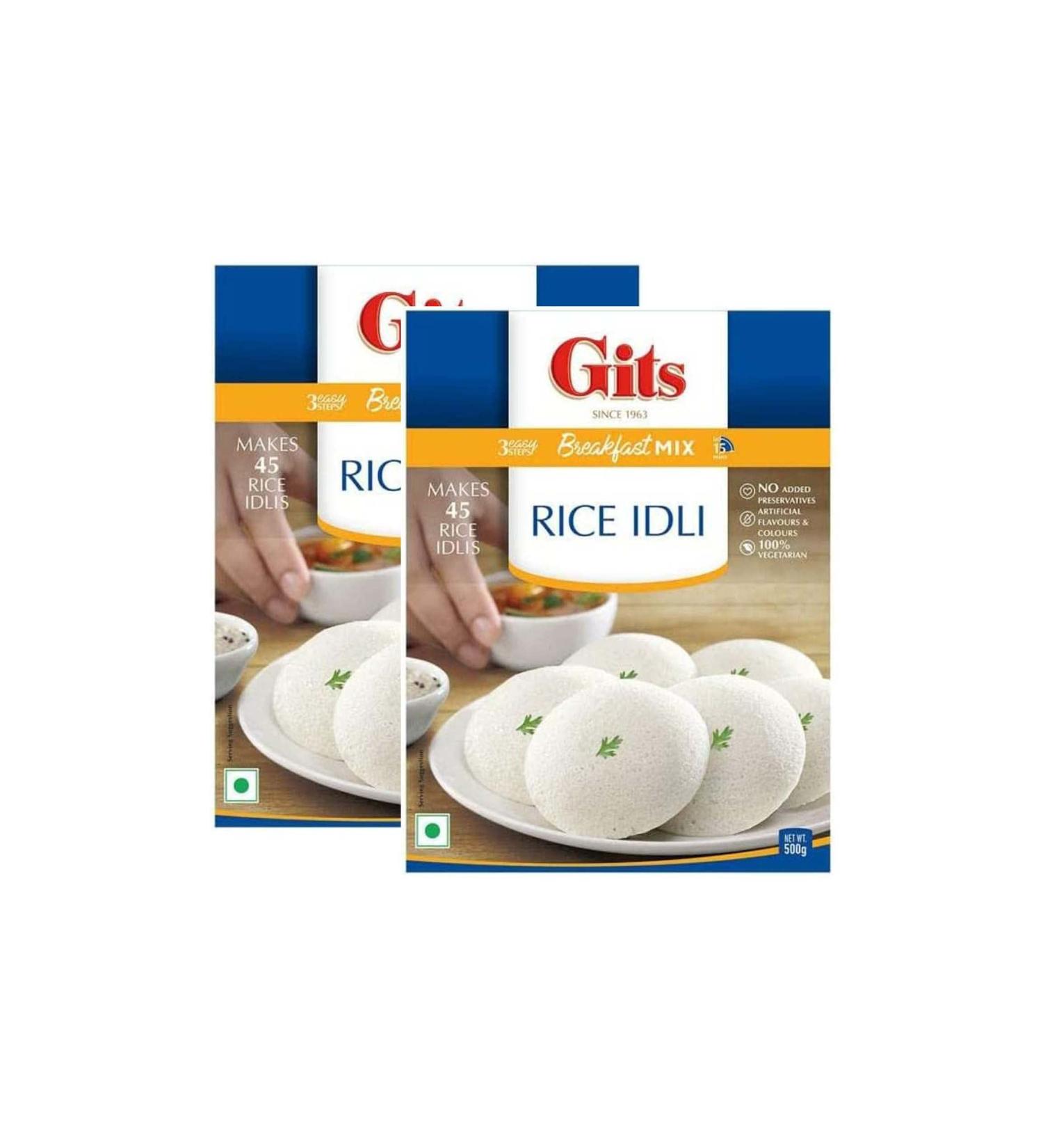 Gits Rice Idli Instant Breakfast Mix 500g - Made From Fermented Batter Of Rice & Lentil - A Traditional South Indian Breakfast -Makes 45 Idlis (Pack of 2) - Buy Online on GoSupps.com