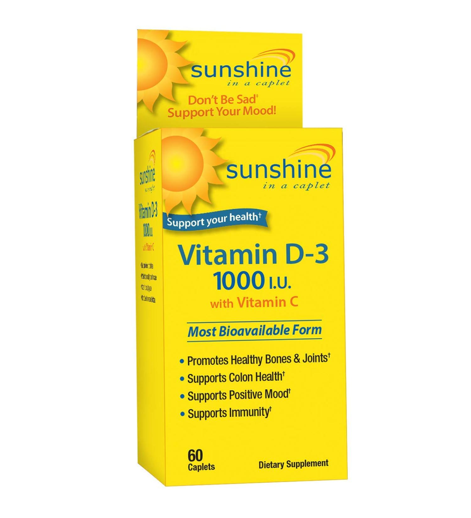 Sunshine Vitamin D-3 1000 IU for Healthy & Strong Bones - 60 Servings - Buy Online on GoSupps.com