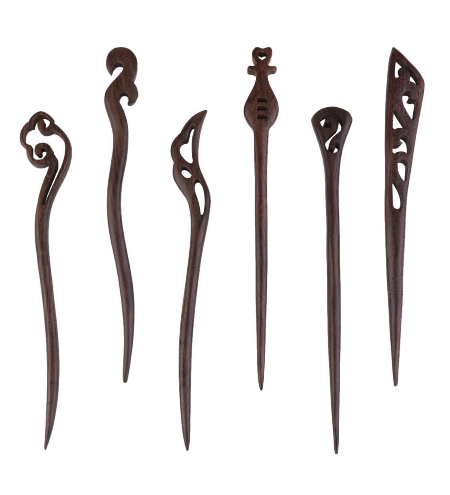 Beaupretty 6-Piece Wooden Hair Clips for Women | Retro Japanese Hair Sticks & Hairpins | Unique Hair Accessories (Random Color) - Buy Online on GoSupps.com