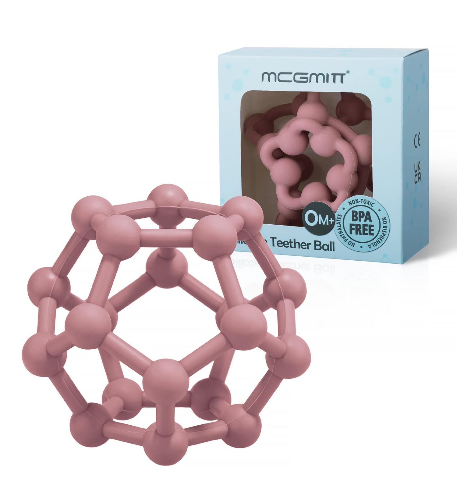 MCGMITT Silicone Baby Teething Toy - BPA-Free Baby Teether Ball for Grab Training | Soft Sensory Ball Teething Toy for Newborns (6+ Months) | Food-Grade Silicone | Dark Pink 10cm - Buy Online on GoSupps.com