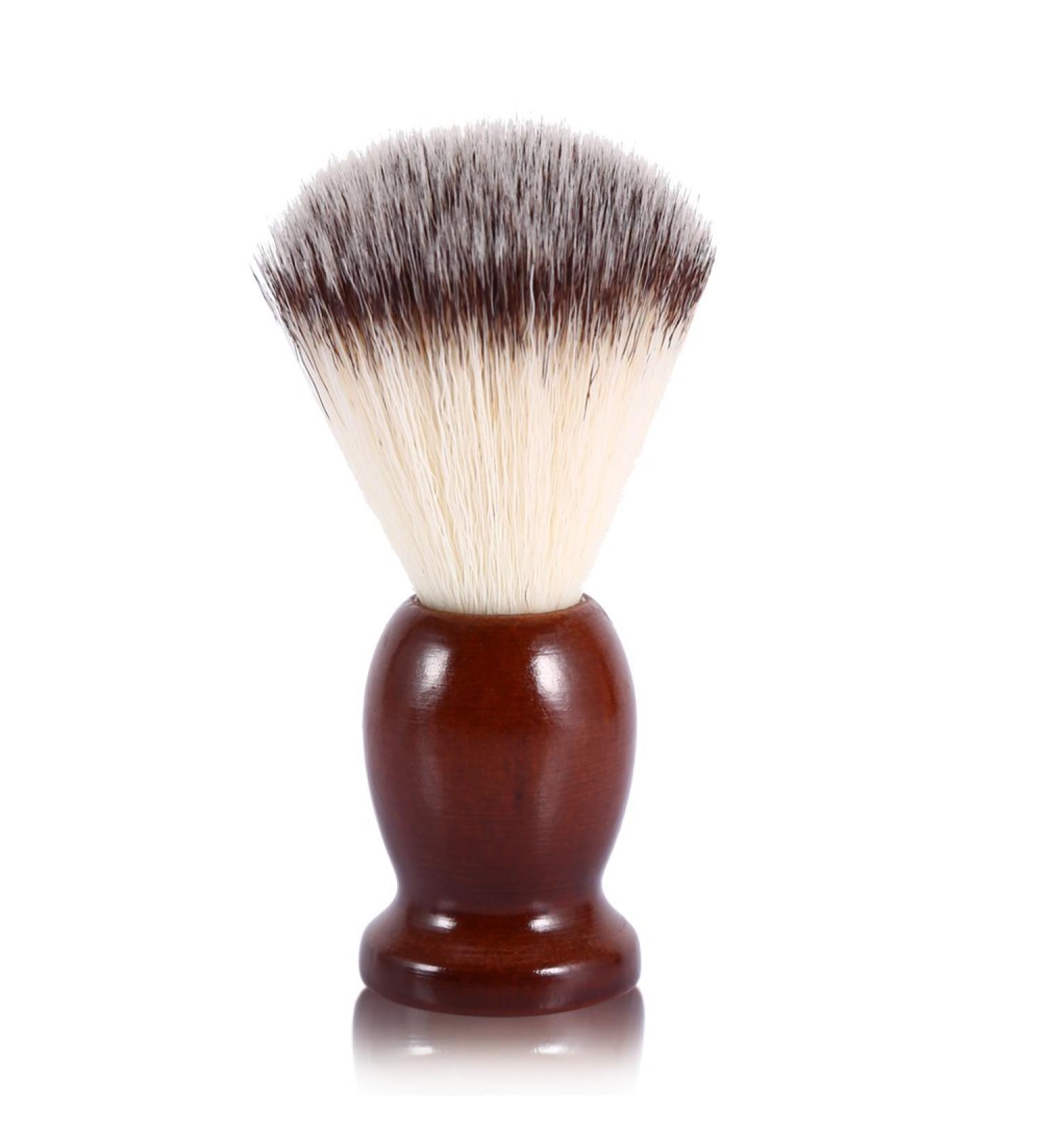 Professional Shaving Brush for Men | Wooden Handle & Nylon Hair | Ideal for Beard & Facial Cleansing | Perfect Hairdressing Tool for Home & Salon - Buy Online on GoSupps.com