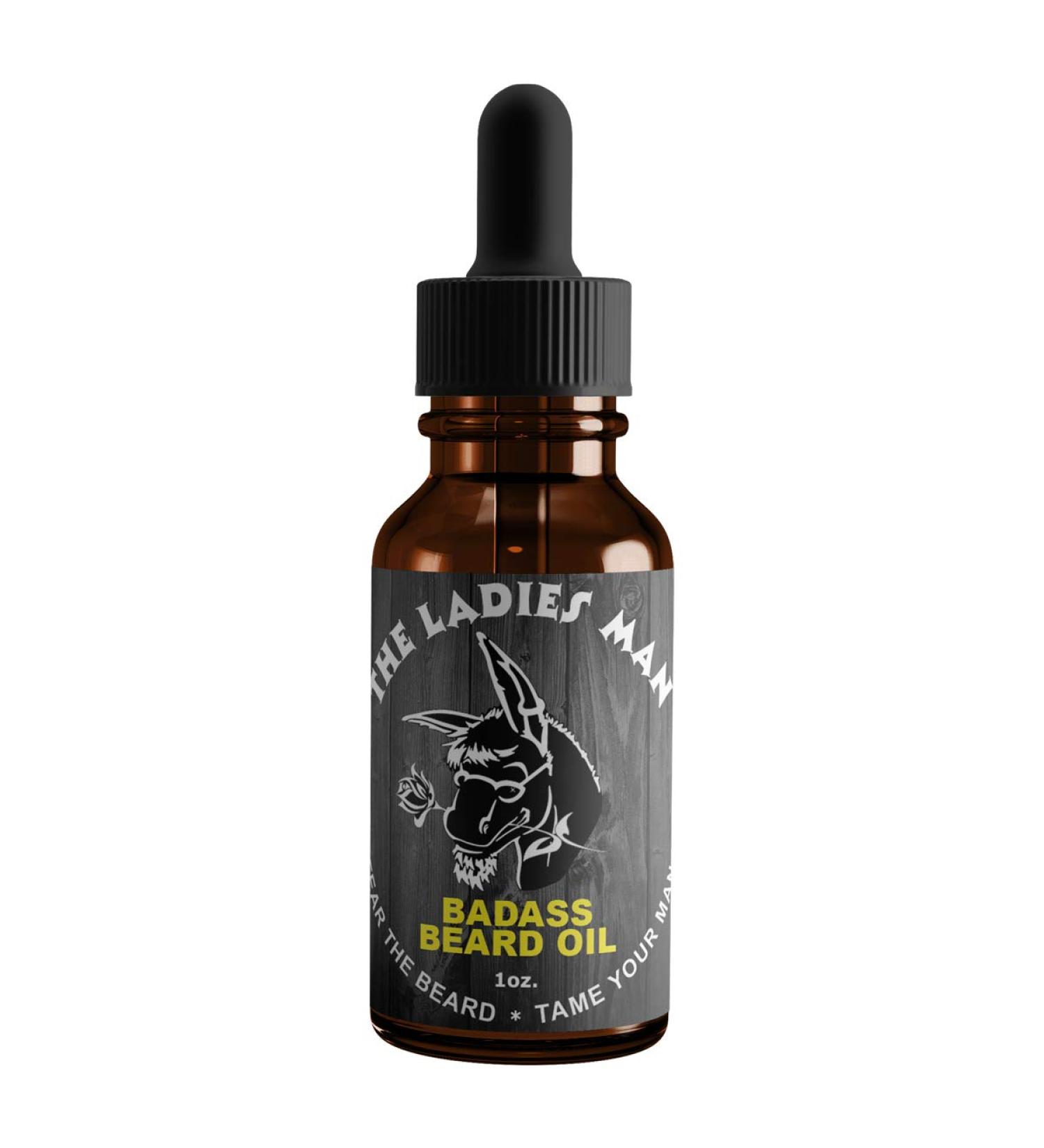 Badass Beard Care Men's Beard Oil - The Ladies Man Scent 1 oz | All Natural Ingredients for Soft, Healthy Beard | Promotes Growth, Reduces Itchiness | 1 Ounce (Pack of 1) - Buy Online on GoSupps.com