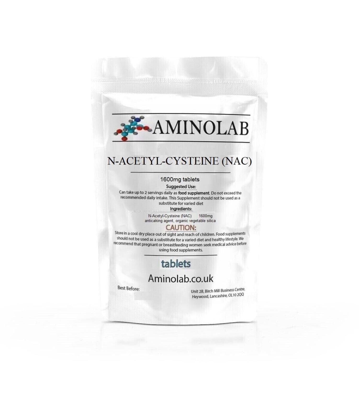 Aminolab - NAC N Acetyl L Cysteine High Strength 1600mg 365 Tablets