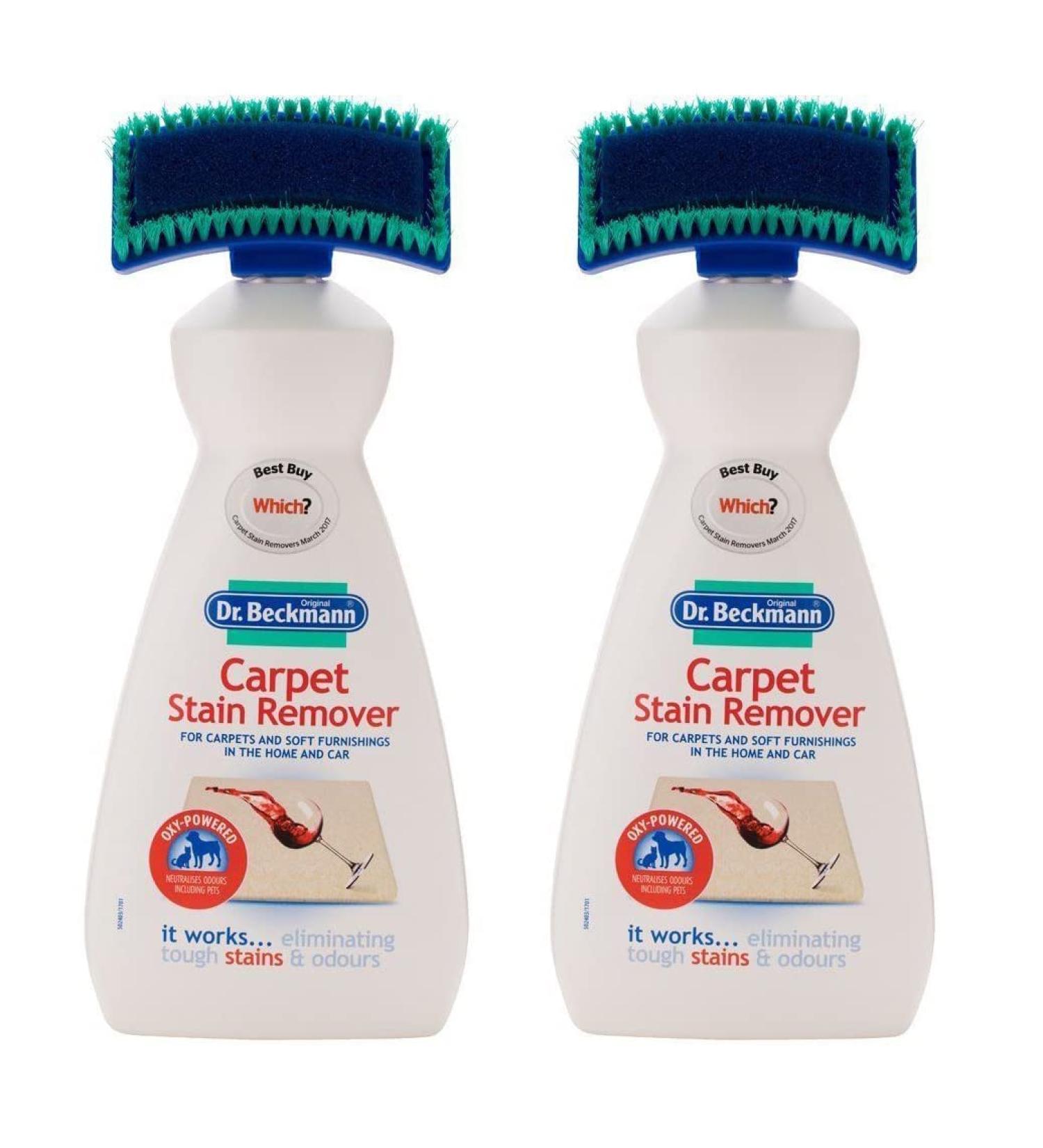 2 x Dr. Beckmann Carpet Stain Remover with Brush Perfect for Carpets and Soft Furnishings 650ml