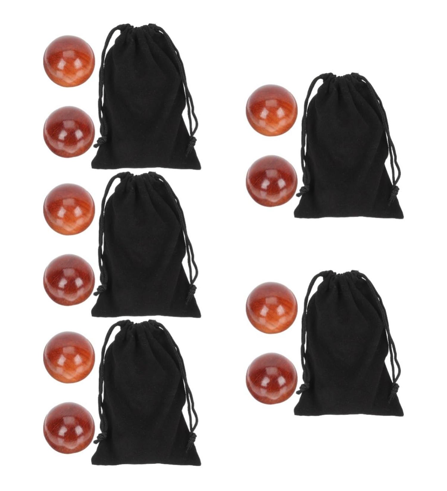 10 pcs Wooden Health Balls for Hand Exercises - Massage Roller Balls for Stress Relief & Strength Training - 5x5cm Handball Tool - Buy Online on GoSupps.com