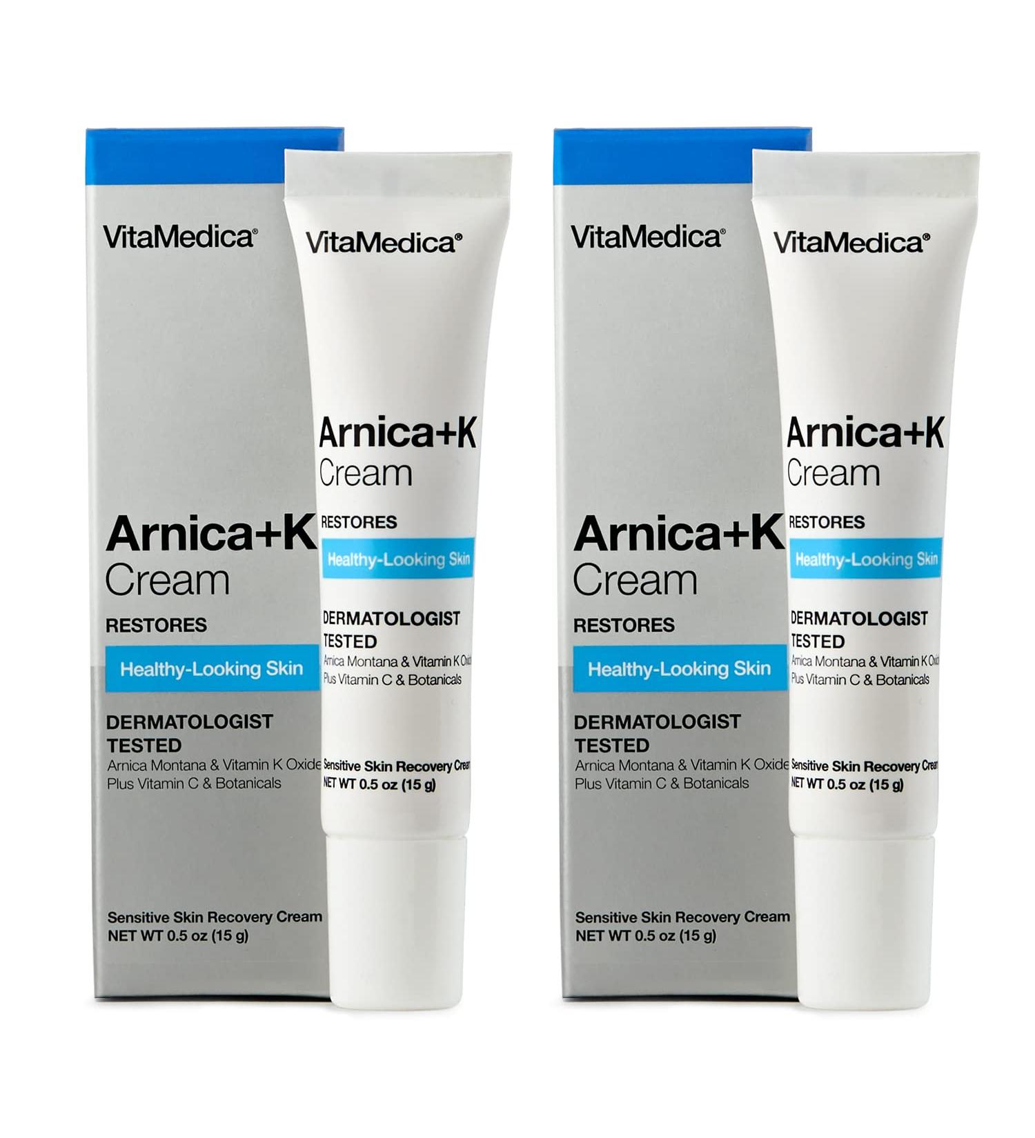 VitaMedica Arnica Cream 2 Pack - Arnica Montana + Vitamin K Oxide Bruise Cream for Sensitive Skin - Undereye Treatment with Vitamin C - 0.5 Ounce Each - Buy Online on GoSupps.com
