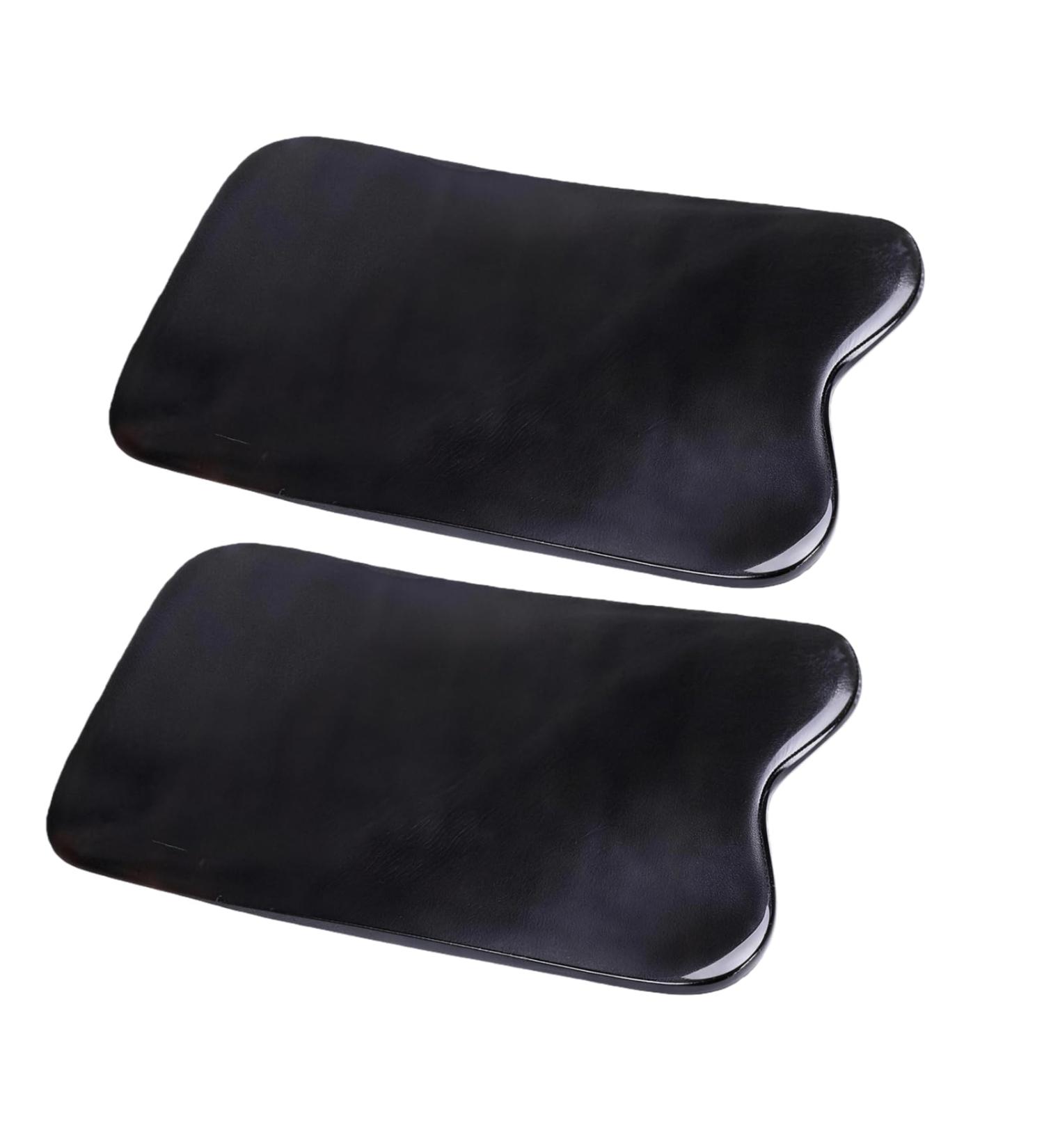 2PCS Black Gua Sha Massage Board- Square Buffalo Horn Material Scrapping Beauty Roller Skin Facial Therapy Beauty Tool for Personal Care - Buy Online on GoSupps.com