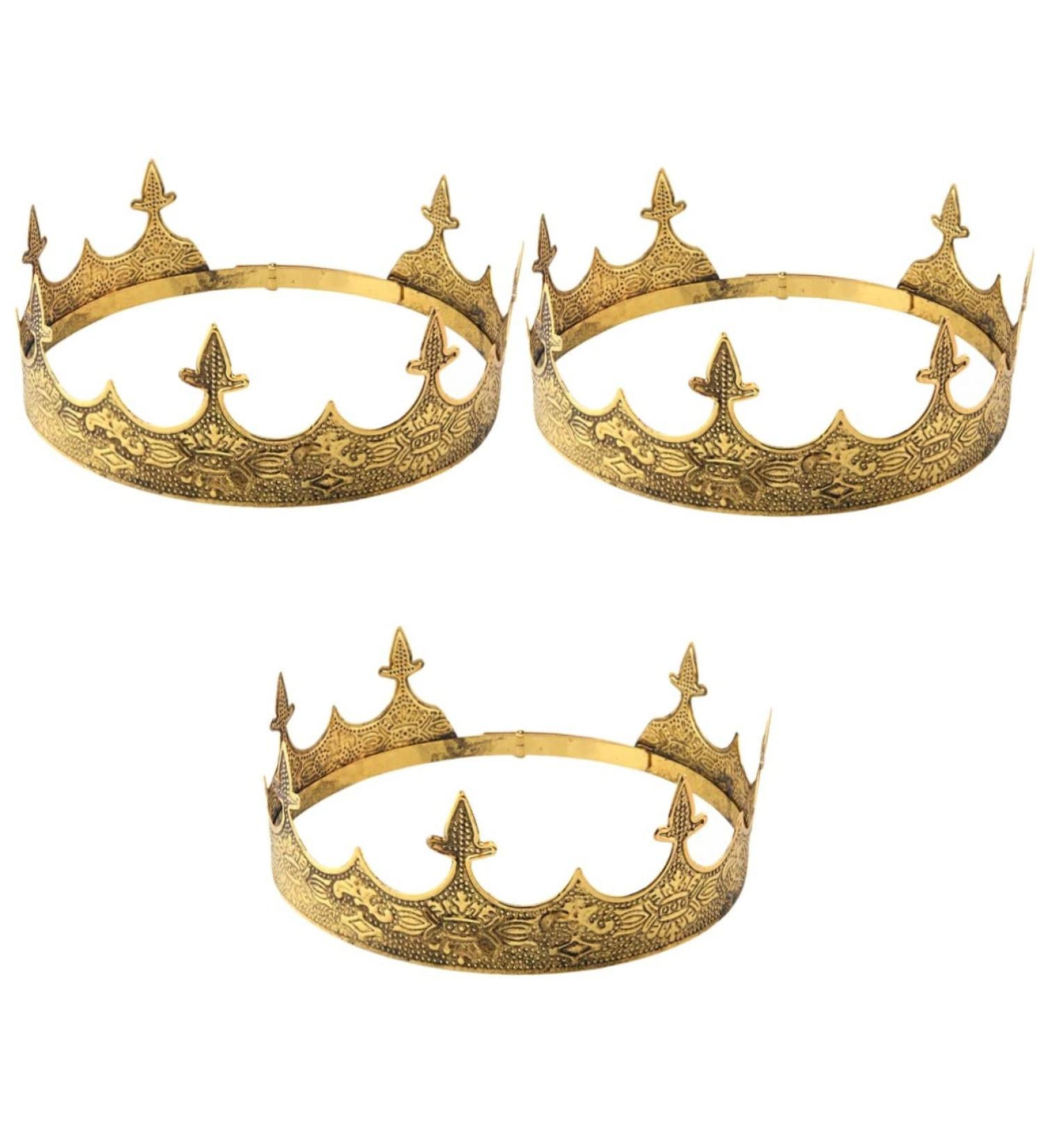 Minkissy 3-Pack Vintage Adult Crown Tiara Set for Men - Perfect for Birthdays Photo Props & Decor - 19x19cm Metal Headgear - Buy Online on GoSupps.com