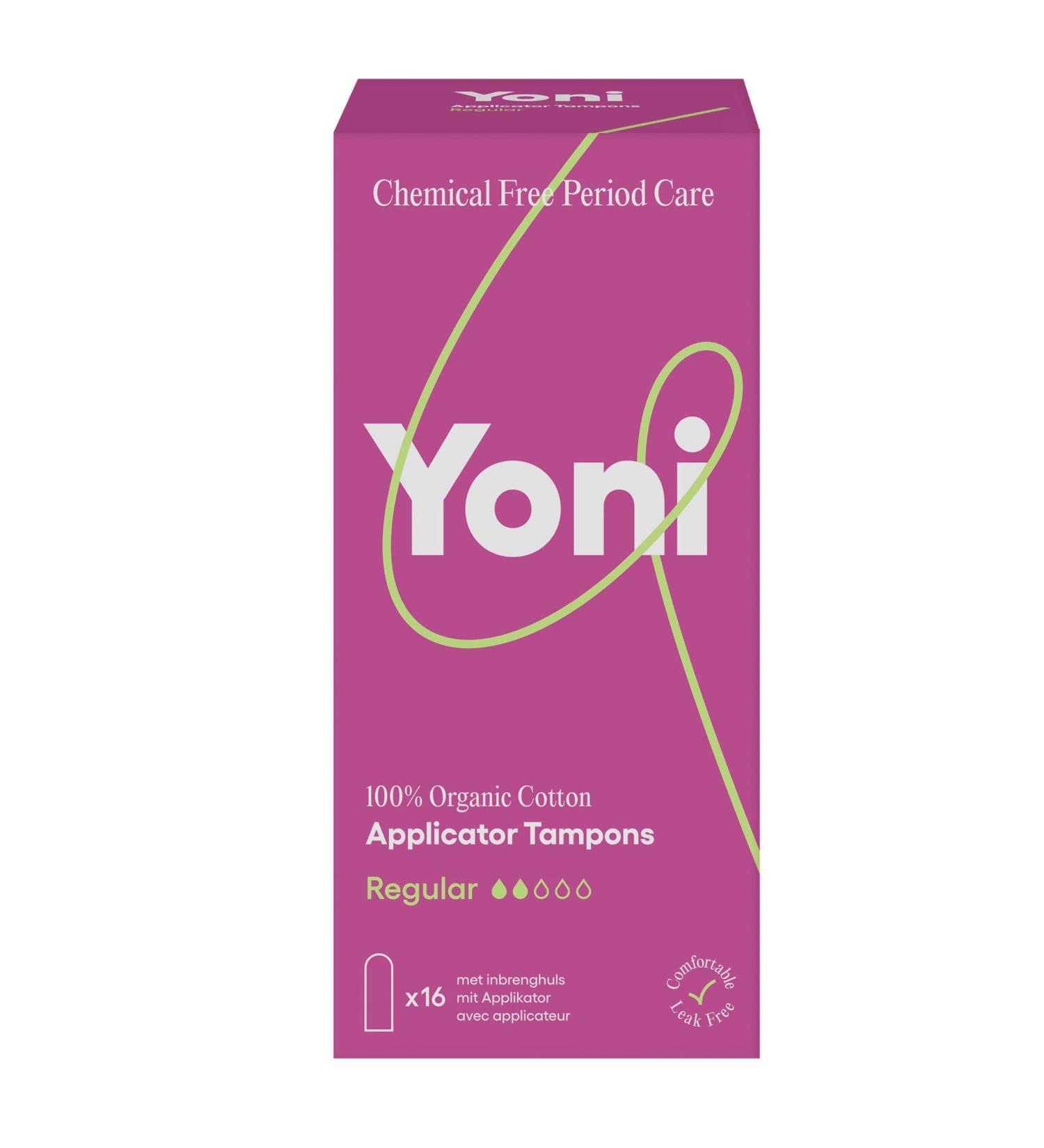 Yoni |Tampons normal with applicator |16x tampons made of 100% organic cotton with recyclable applicator |Hypoallergenic and breathable |Free of plastic foils and synthetic ingredients