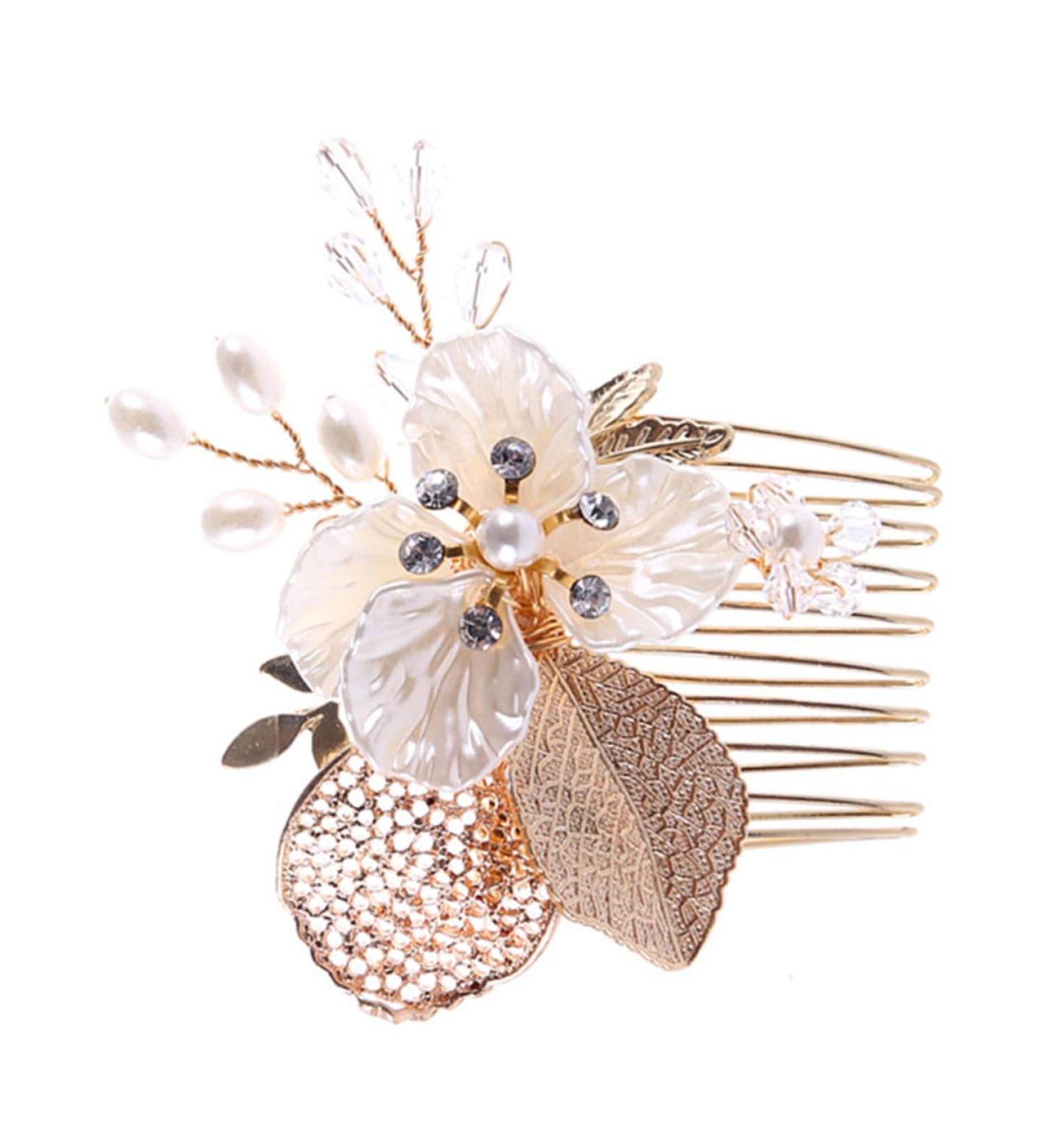 Housoutil 1pc Crystal Hair Comb Wedding Hair Comb Headpiece for Bride Bridal Comb Headwear for Women Gold Hair Comb Bridal Hair Comb Crystal Headpiece Tiara Leaf Miss Accessories - Buy Online on GoSupps.com