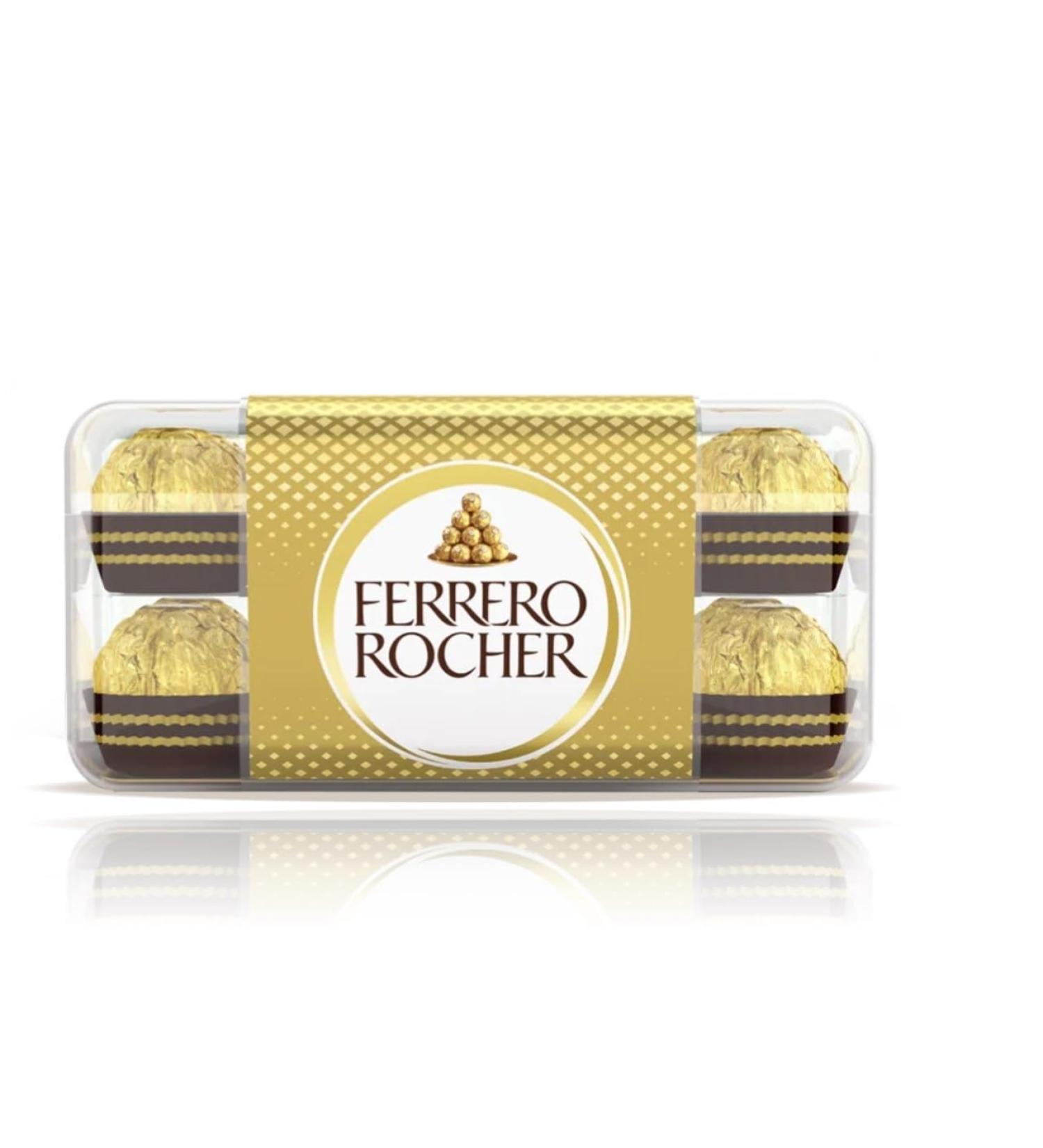 Ferrero Rocher - paquet de 16 pi ces croquantes au chocolat au lait avec noisettes et fourrage cr meux - Buy Online on GoSupps.com