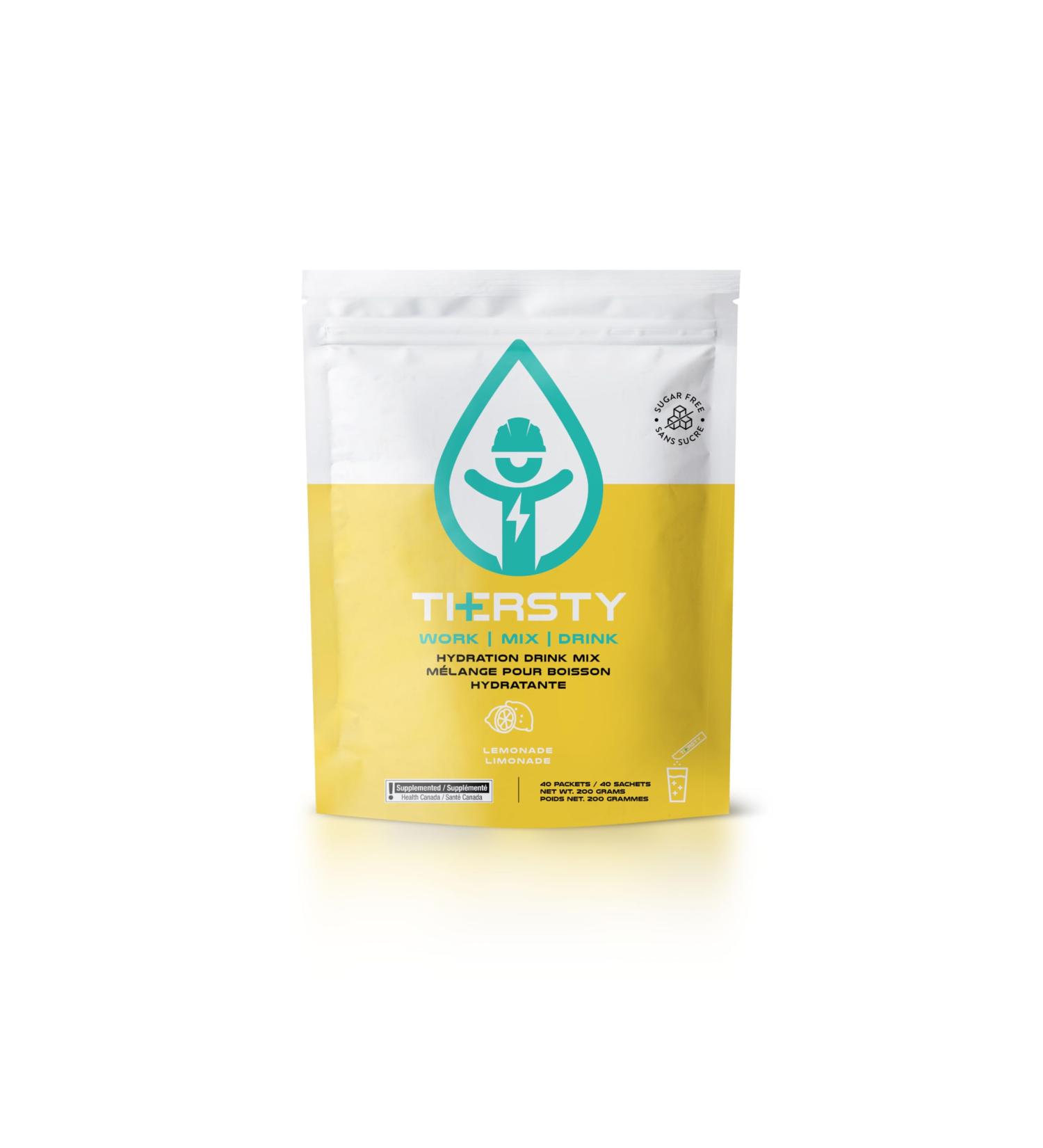 Thersty Electrolyte Powder ZERO Sugar Electrolyte Packets Designed for Rapid Hydration. All Natural Ingredients and Trusted by the World s most Demanding Insustries 40 Servings - Lemonade - Buy Online on GoSupps.com