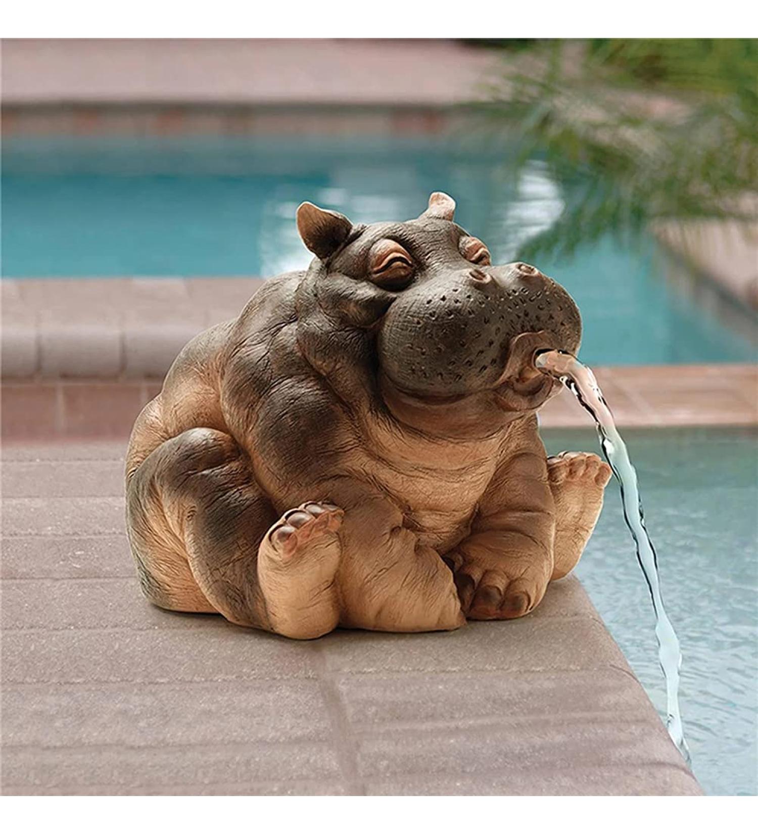 Nanga Bawa Animal Fountain Spitter Carp and Hippo Garden Water Feature Statue Pond Sprinkler Resin for Swimming Pool Spitter Ornaments ation Brown 16x12x10cm - Buy Online on GoSupps.com