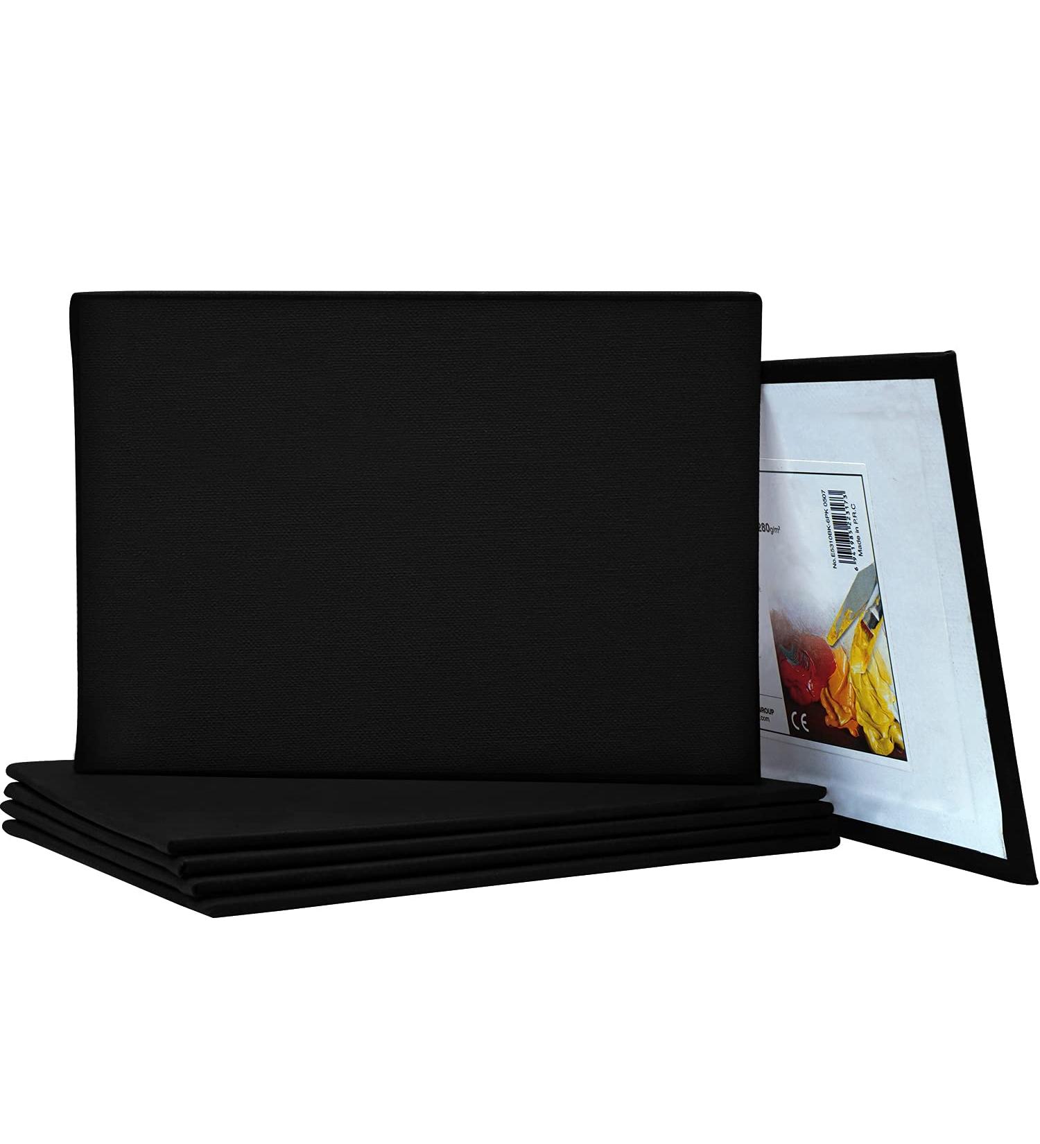 PHOENIX Black Canvas Panels 5x7 Inch 6 Pack - Triple Primed 100% Cotton Acid Free Canvases for Painting - Blank Flat Canvas Boards for Acrylic, Oil, Tempera - 6 Pack Black 5x7 - Buy Online on GoSupps.com