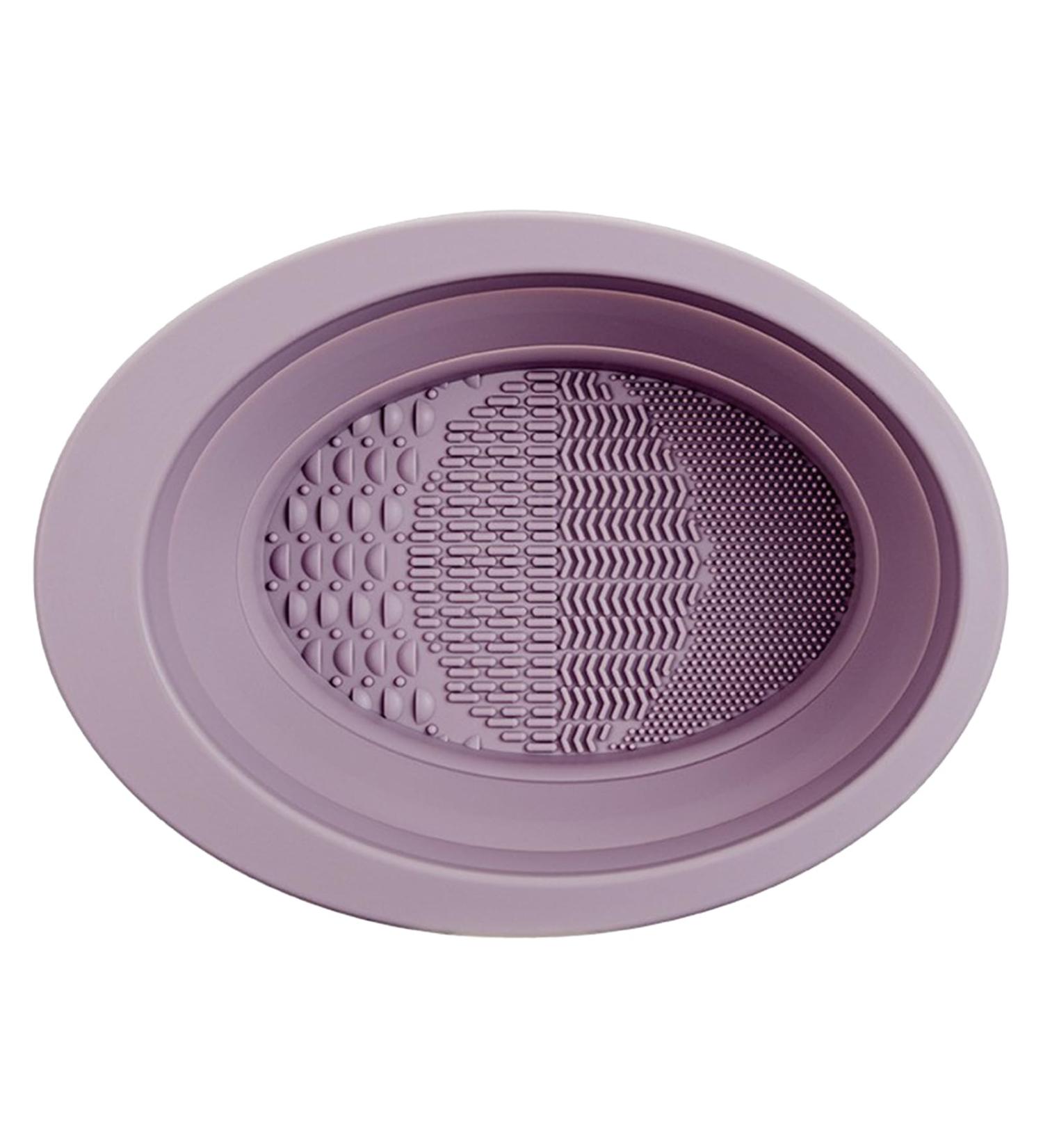 Makeup Brush Cleanser Mat Portable Washing Tools Silicone Makeup Brush Cleaner Pad And Bowl Srubber Easy To Clean The Makeup Brush Powder Puff Sponge (Purple) - Buy Online on GoSupps.com