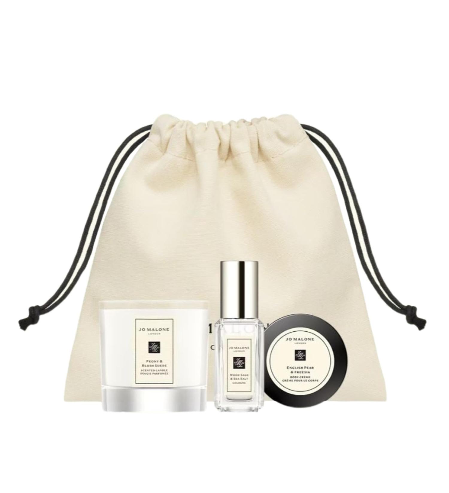 Jo Malone London Fresh & Opulent Mini Luxuries Trio: Fragrance Gift Set - Wood Sage & Sea Salt English Pear & Freesia Peony & Blush Suede Fresh 0.27 Fl Oz (Pack of 3)