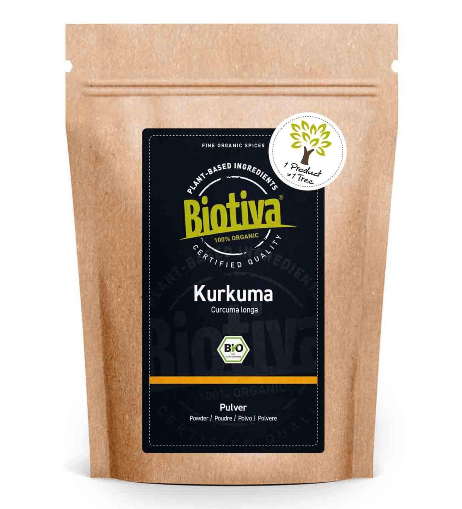 Kurkuma Powder Bio 1kg - High-Quality Turmeric Root with 3% Curcumin - 100% Natural Superfood - Biotiva - Controlled in Germany - Buy Online on GoSupps.com
