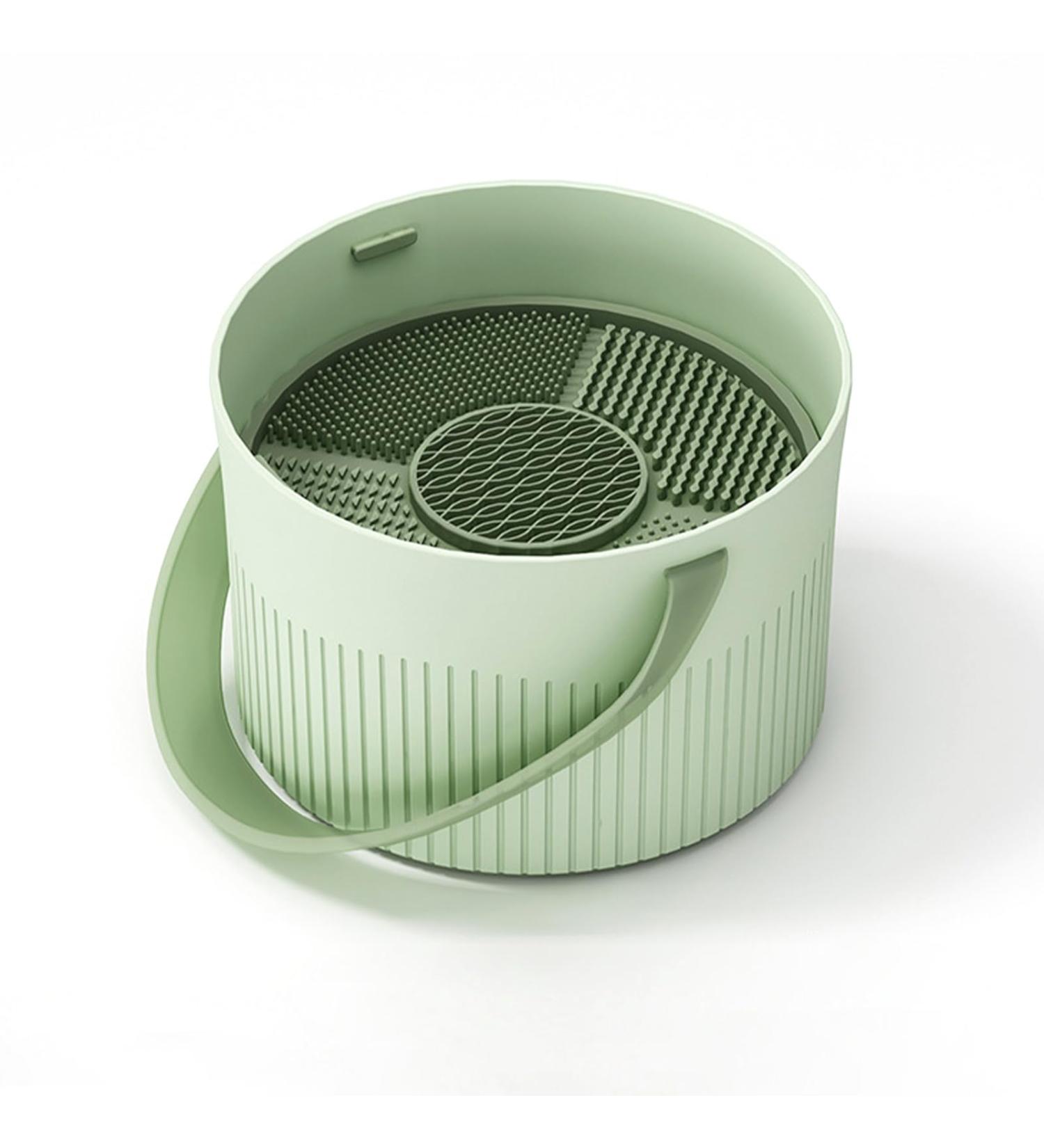 3-in-1 Makeup Brush Cleaner & Beauty Blender Cleaning Bowl - Handle Drying & Storage Tool - Green - Buy Online on GoSupps.com