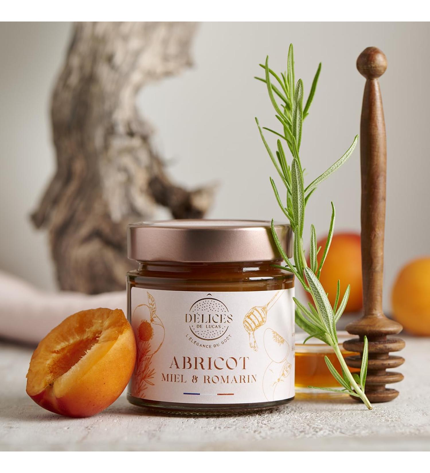 O D lices de Lucas Lucas' Delights Apricot Forest Honey & Rosemary Jam 60% Fruit Handcrafted and Made in France 230g Glass Jar French Gastronomy - Buy Online on GoSupps.com