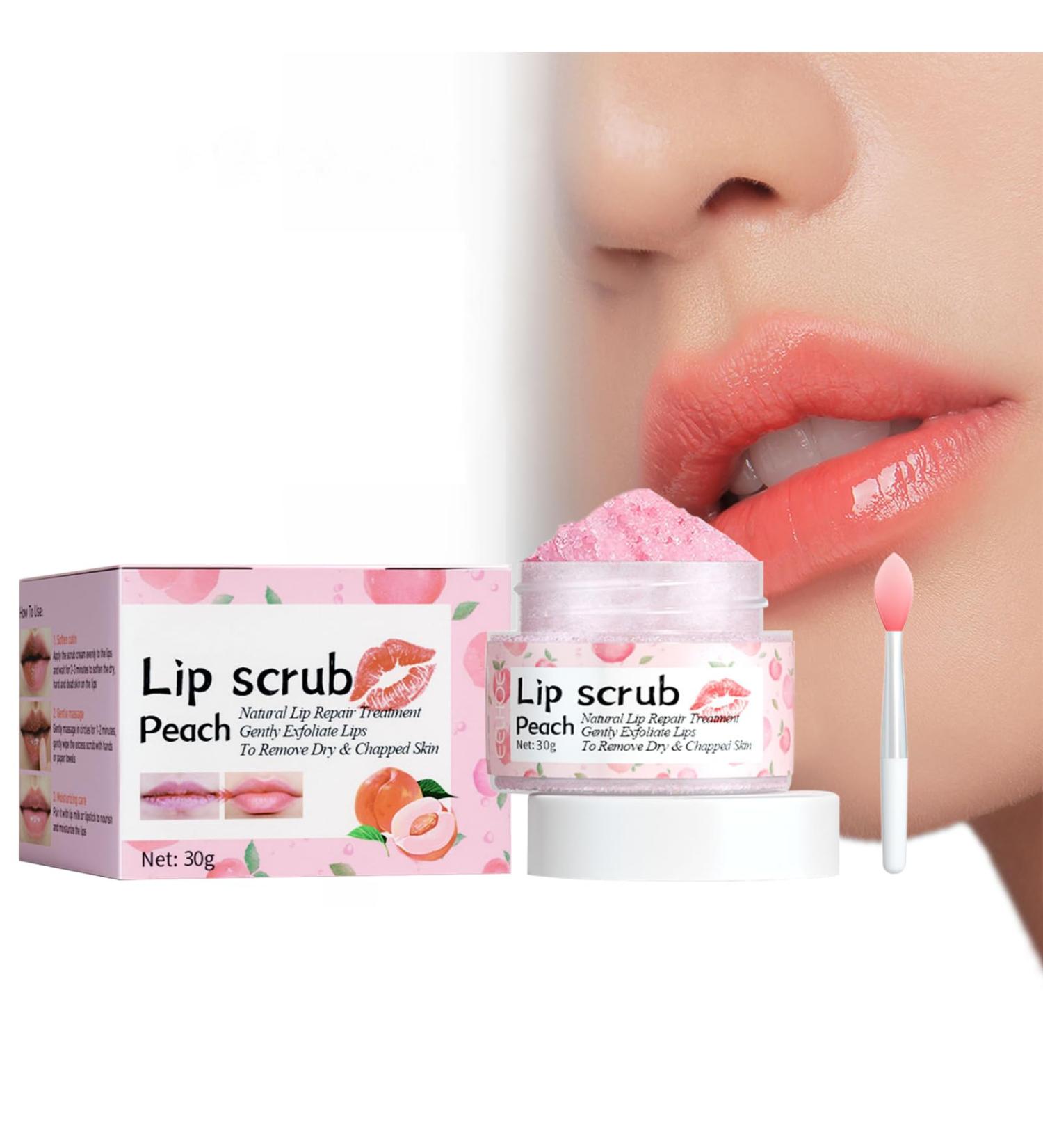 Peach Lip Scrub Lightens Lip Lines Hydrates Removes Dead Skin Glows Moisturises & Rejuvenates Lip Scrubs - Buy Online on GoSupps.com