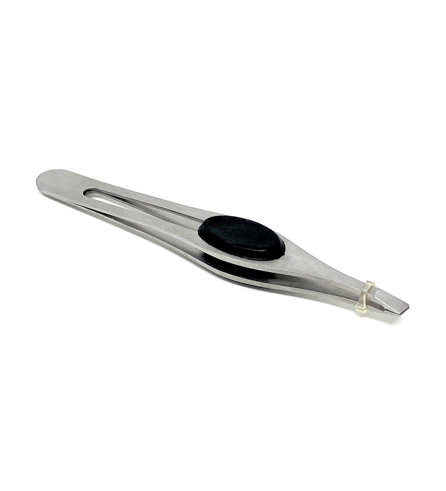 INKgrafiX Surgical Steel Tweezers with Finger Rest - Black Hair Plucking Tweezers - No Slipping - IG24930 - High Quality - Buy Online on GoSupps.com