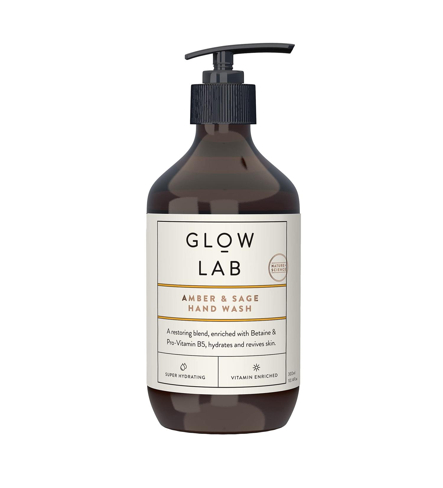 Glow Lab Liquid Hand Wash Soap - Amber & Sage - Refreshes Hydrates & Regenerates Skin - 300ml - Buy Online on GoSupps.com
