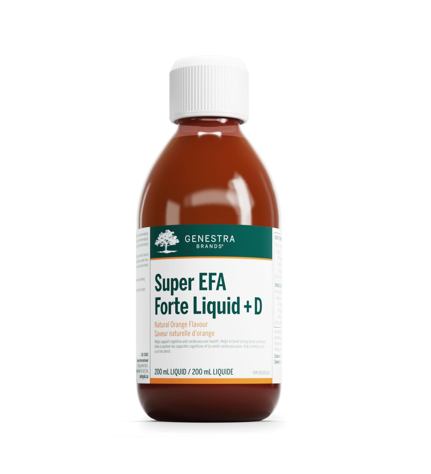 Genestra Brands - Super EFA Forte Liquid + D - Fish Oil Formula to Support Cognitive Cardiovascular and Joint Health - 200 ml Liquid - Natural Orange Flavour - Buy Online on GoSupps.com