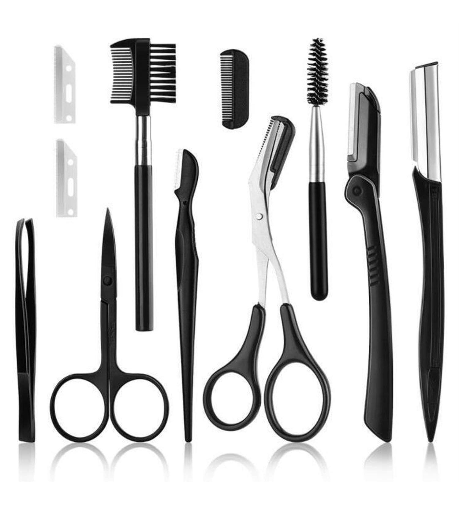 11 in 1 Eyebrow Razor & Grooming Kit - Multipurpose Exfoliating Dermaplaning Tool for Women & Girls - International Shipping Available - Buy Online on GoSupps.com
