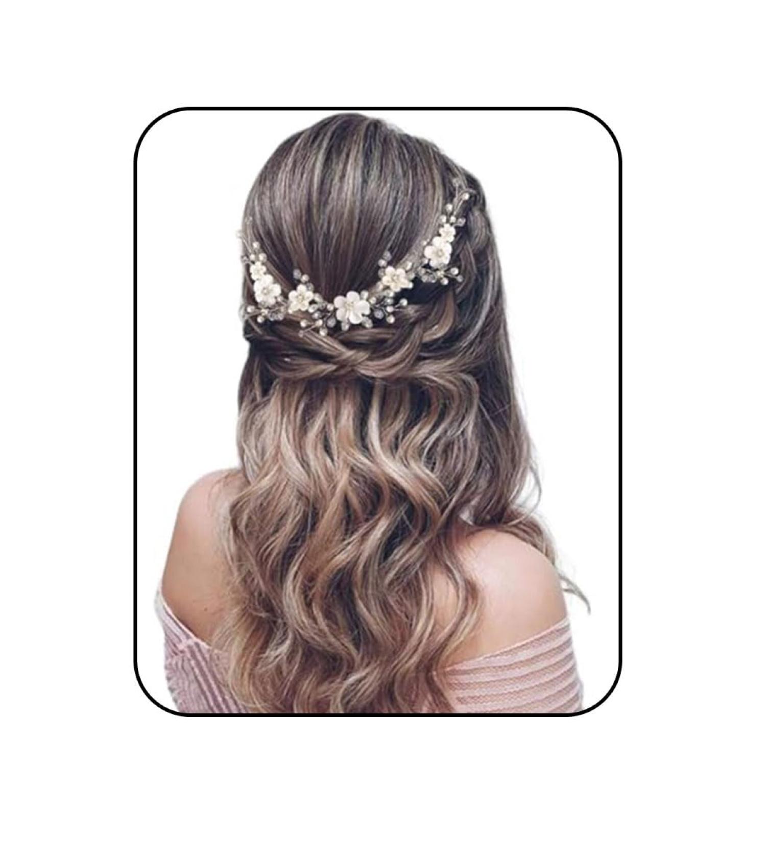 Unicra Bride Wedding Hair Vine Flower Hair Accessories Pearl Bridal Headpiece Hair Band for Women and Girls (Rose Gold) - Buy Online on GoSupps.com