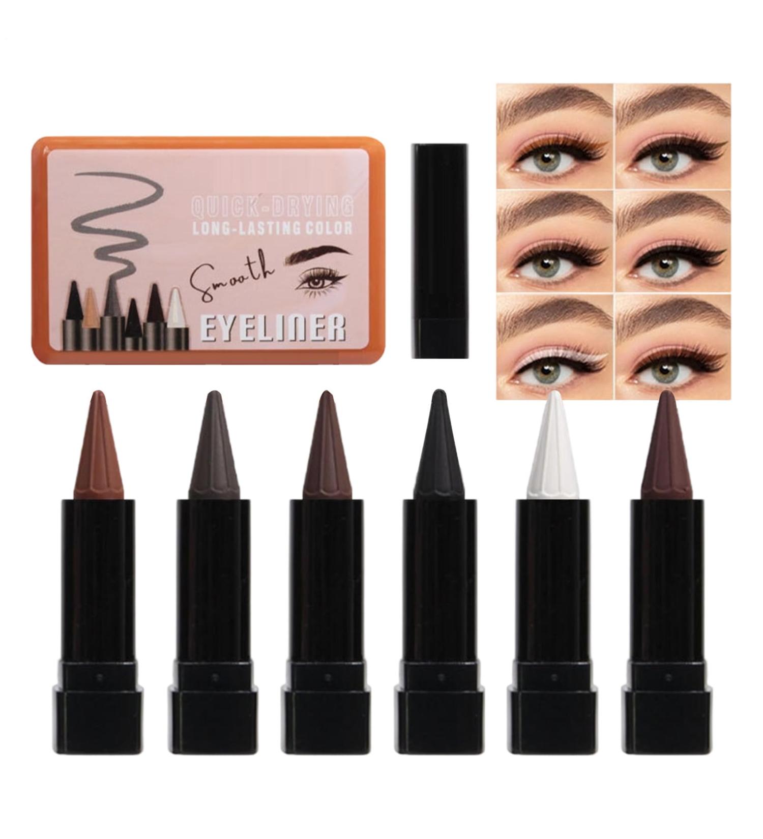 Tuxuseo Eyeliner Pencil 6Color NonErase Balm NonErase Eyeliner Pencils for Women Youth Older Women Halloween Dating Stage Performance Holidays Party - Buy Online on GoSupps.com