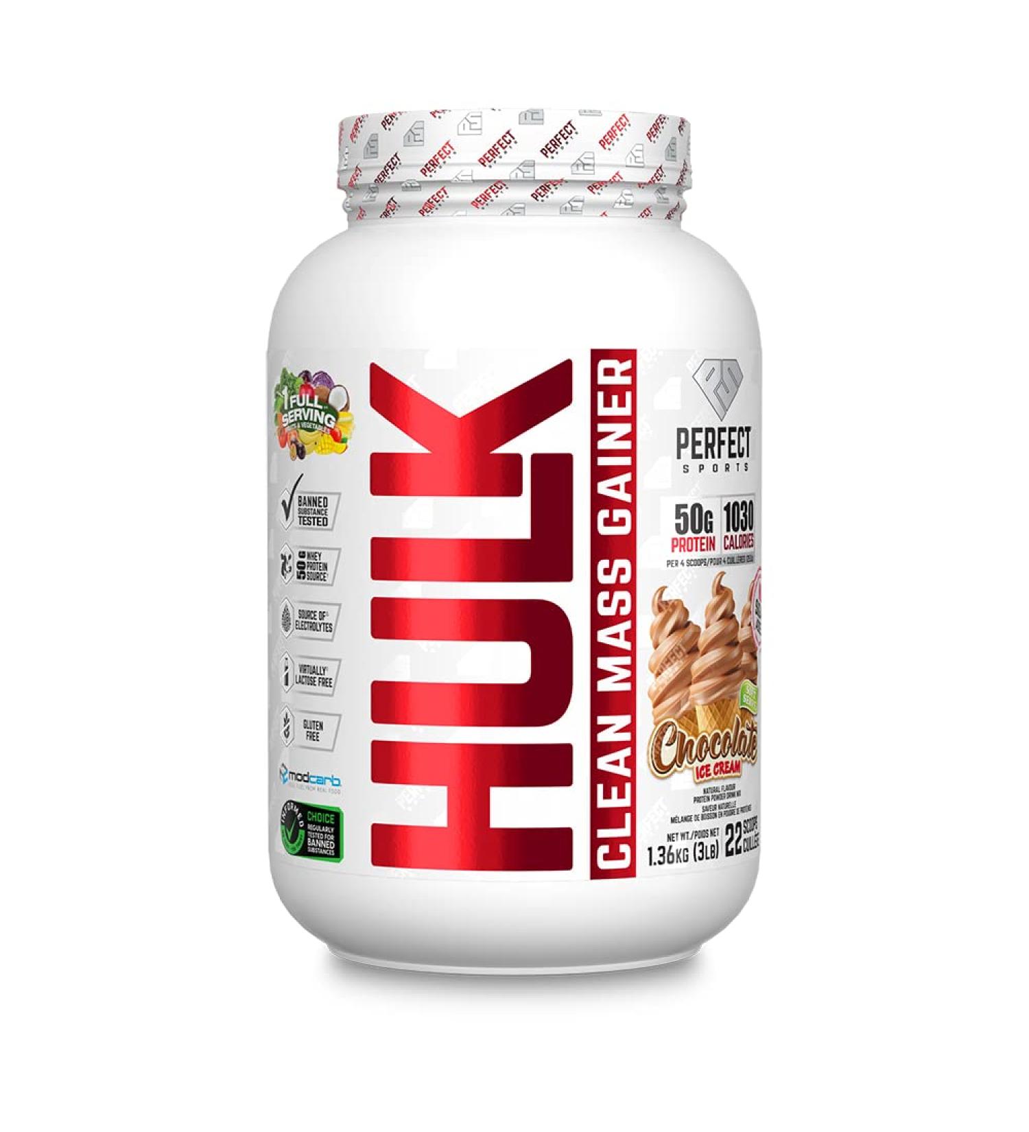 HULK - Clean Mass Gainer (Chocolate Ice Cream 3lb) Chocolate Ice Cream 1.36 kg (Pack of 1) - Buy Online on GoSupps.com