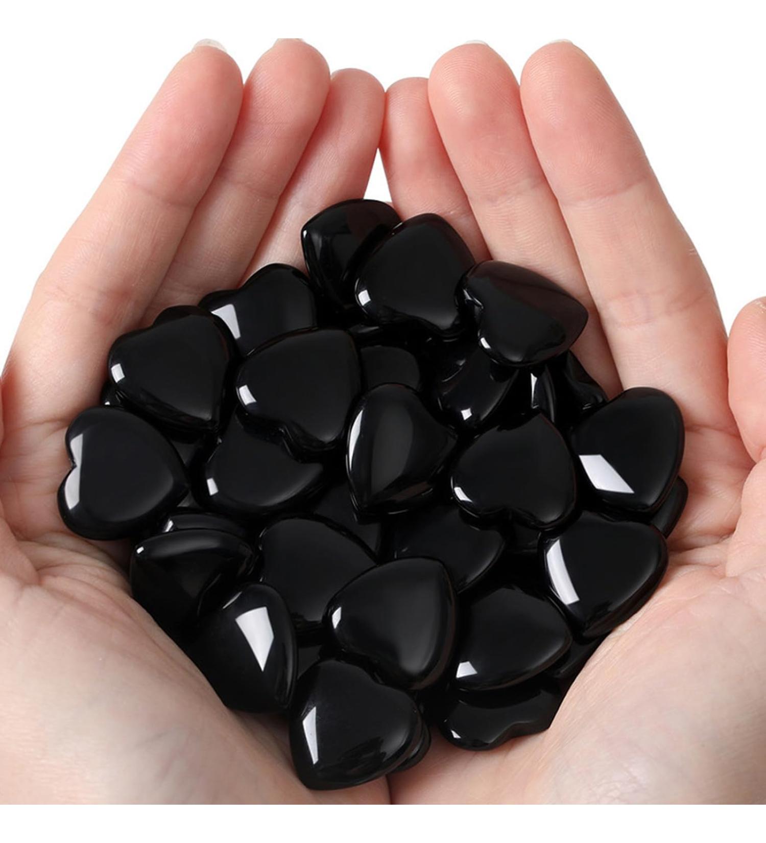 Xiannvxi 20pcs Obsidian Heart Stones - Natural Gemstone Reiki Crystals for Love & Luck | Perfect Palm Bag Charms - Buy Online on GoSupps.com