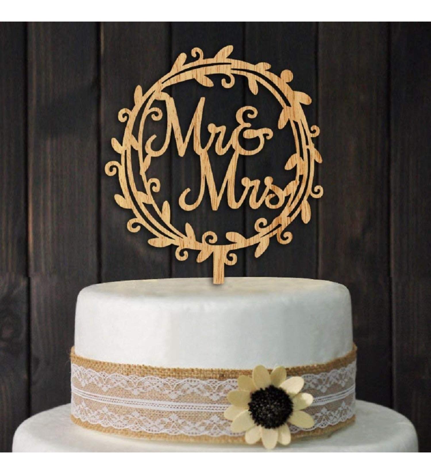 Losuya Mr Mrs Cake Topper Rustic Wood Wedding Party Engagement Decoration Favor