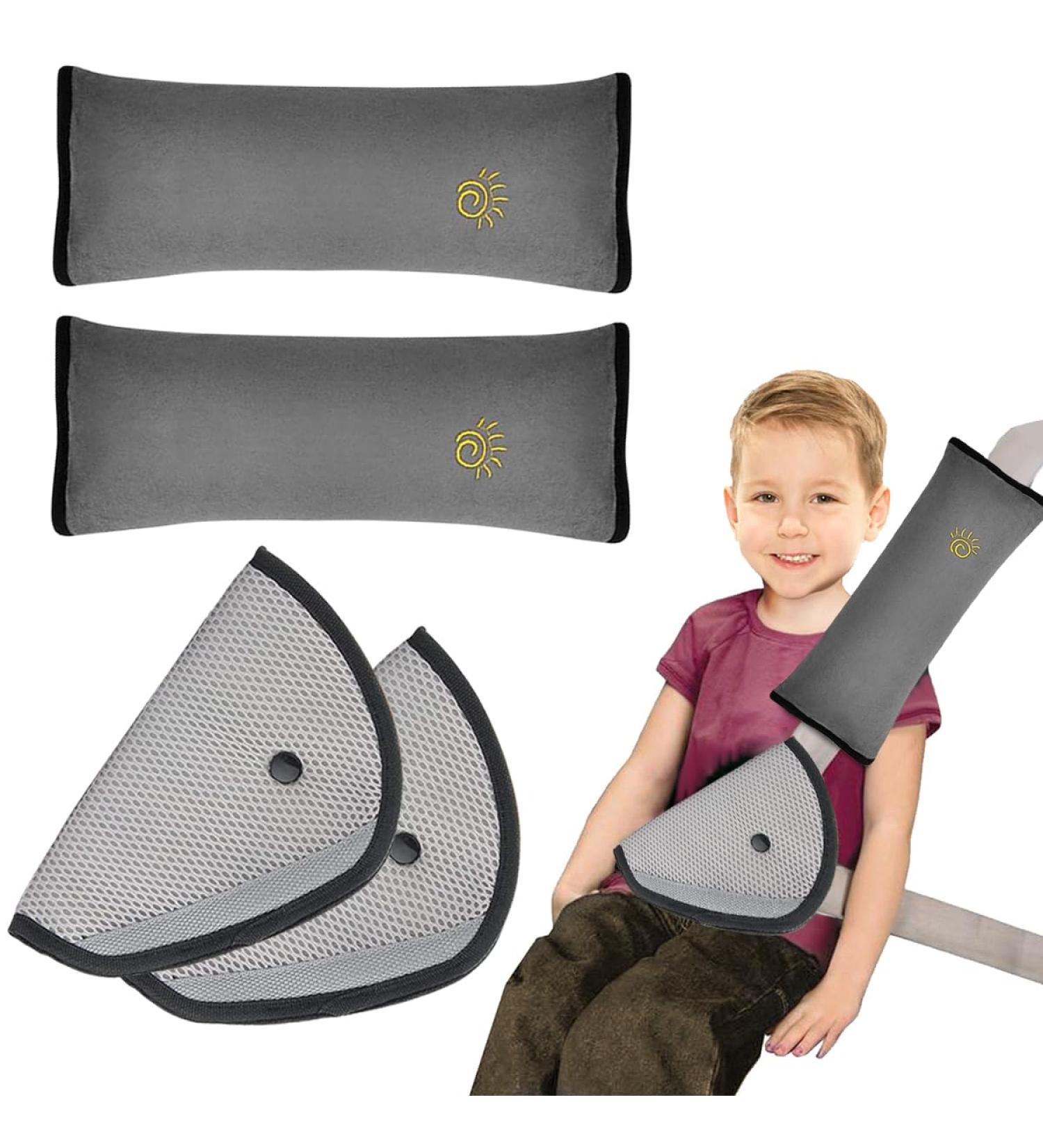 Zeyou Children Seat Belt Pads Set | 2 pcs Removable Car Seat Belt Shoulder Pads & Pillows | Gray Safety Cushions for Kids in Car & Stroller - Buy Online on GoSupps.com