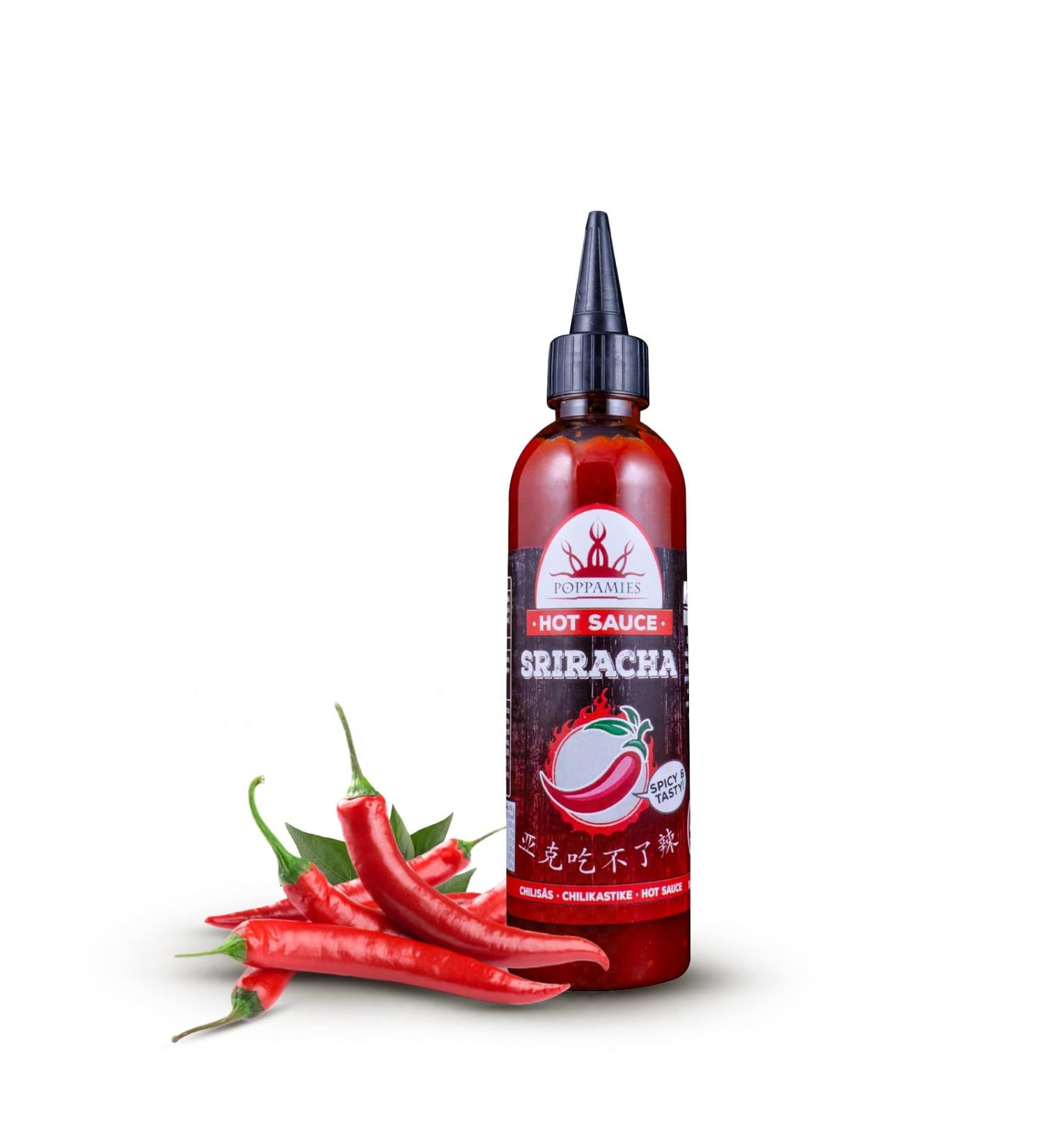 Poppamies Sriracha Hot Sauce - Award-Winning Gluten-Free Lactose-Free Vegan Sauce - 275g | International Flavor Awards 2019 - Buy Online on GoSupps.com