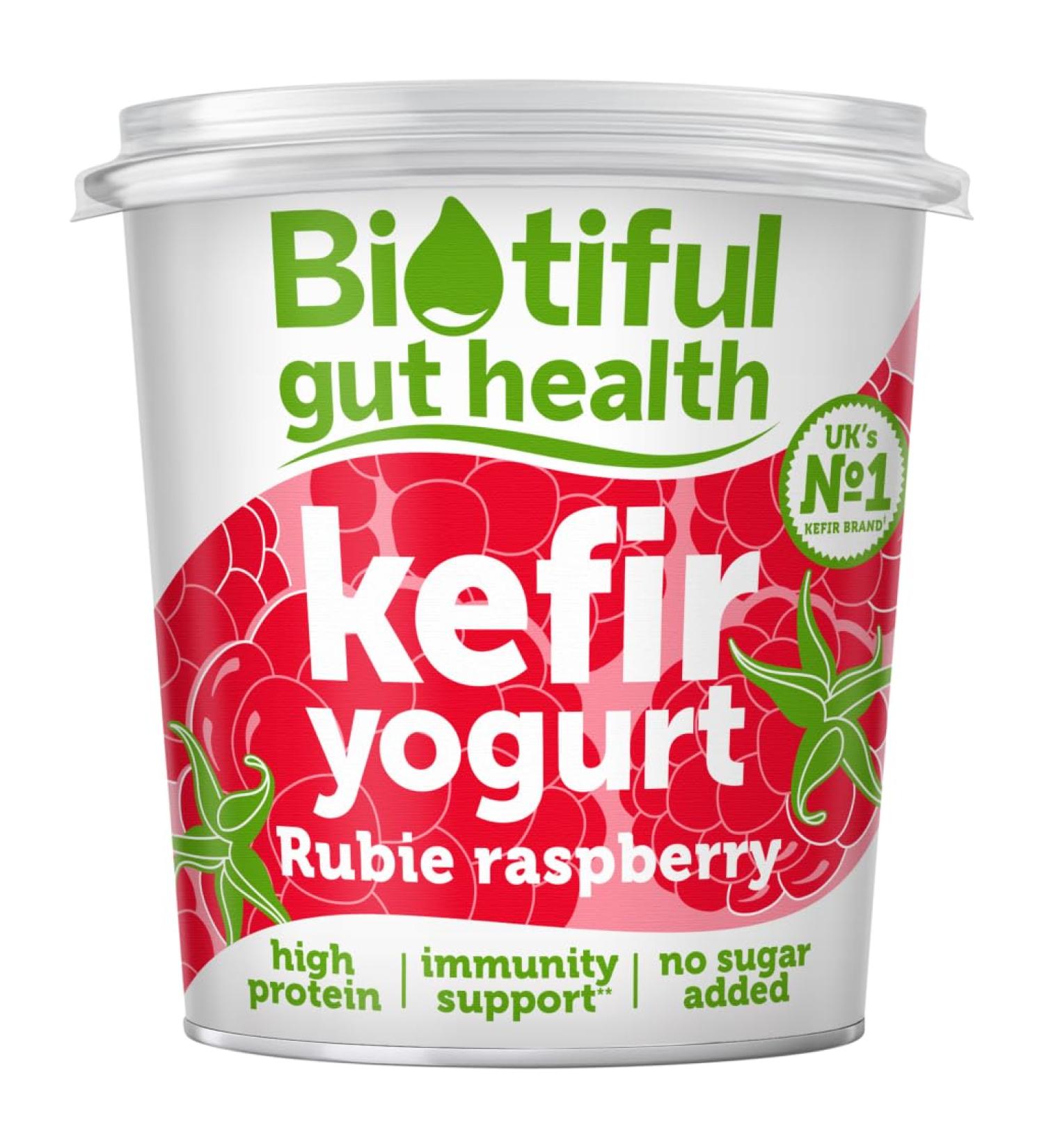 Biotiful Gut Health Kefir Rubie Raspberry Yoghurt Immunity Support Source of Calcium and Vitamin B12 350g