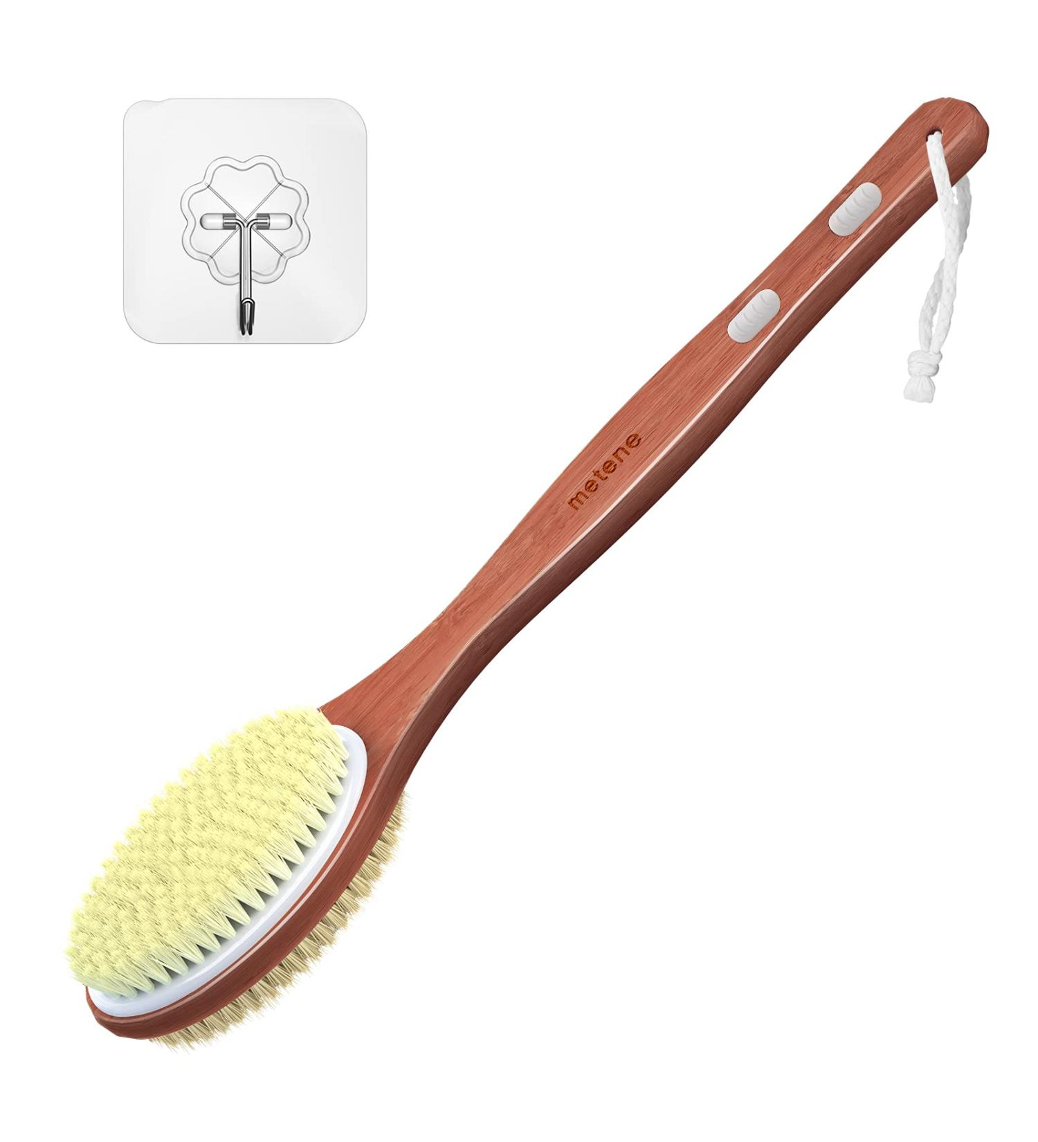 Metene Shower Brush - 17 Rosewood Handle, Double-Sided Body Brush for WetDry Exfoliation - Buy Online on GoSupps.com