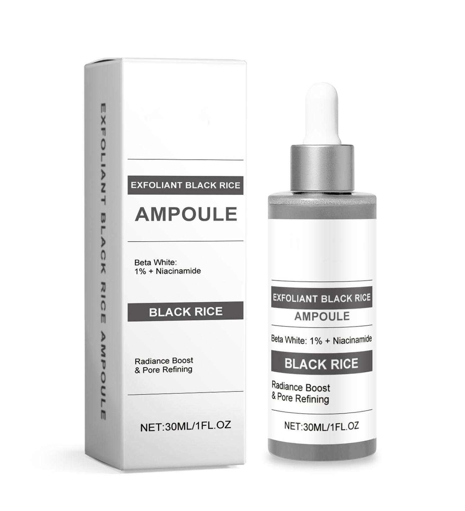 OSIZA Black Rice Exfoliant Ampoule Rice Peeling Ampoule for Face Niacinamide Exfoliant for Daily Skincare Deep Moisturizing Refines Pores -Black 1 Fl Oz - Buy Online on GoSupps.com