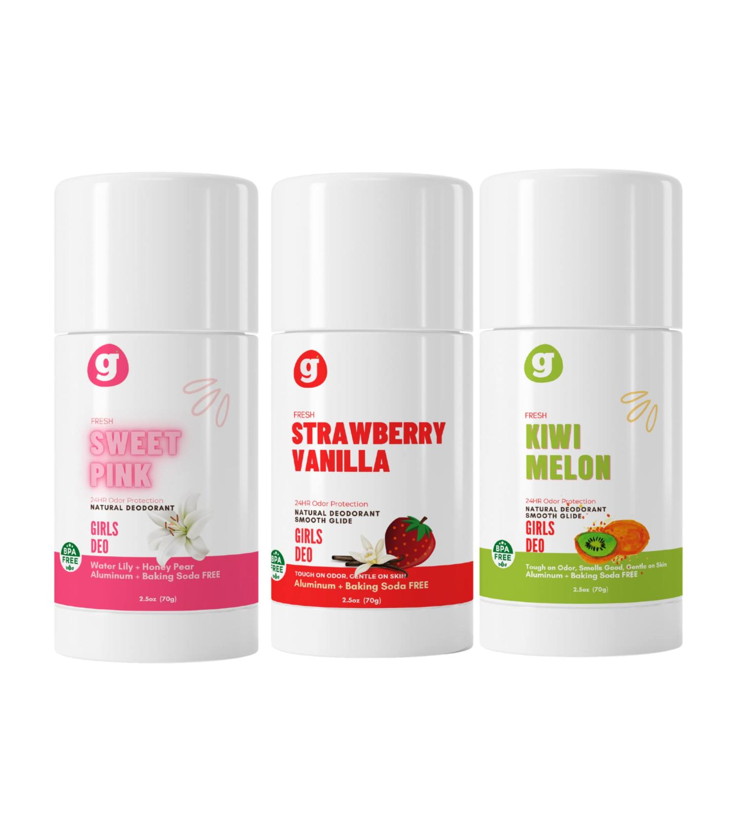Grownish Deodorant for Kids 8 and Up - 3-Pack of Fresh Scents for Girls - Aluminum-Free & Natural Ingredients - Underarm Protection for Kids and Teens - Assorted Scents - Buy Online on GoSupps.com