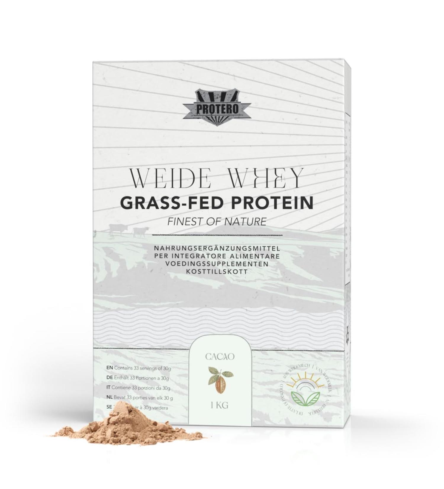 Protero Pasture Whey Cocoa Protein - 1kg | Sweetener-Free Soy-Free Pasture Milk Protein - Buy Online on GoSupps.com