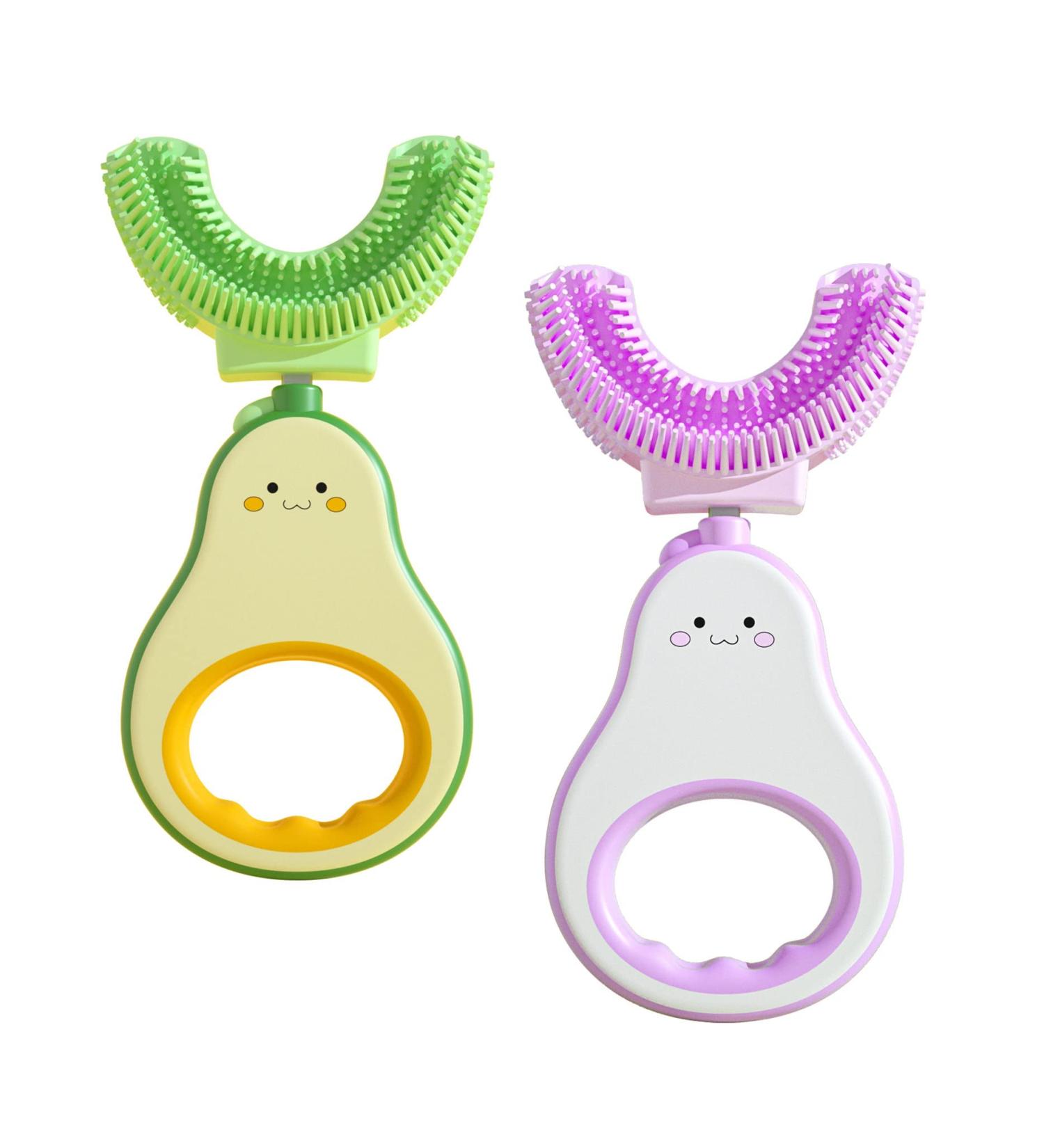 RAXIFU 2 Pack Toddler Toothbrush for Age 2-6 Years Kids - U-Shape Extra Soft Toothbrush (Pear Green-Purple) - Buy Online on GoSupps.com