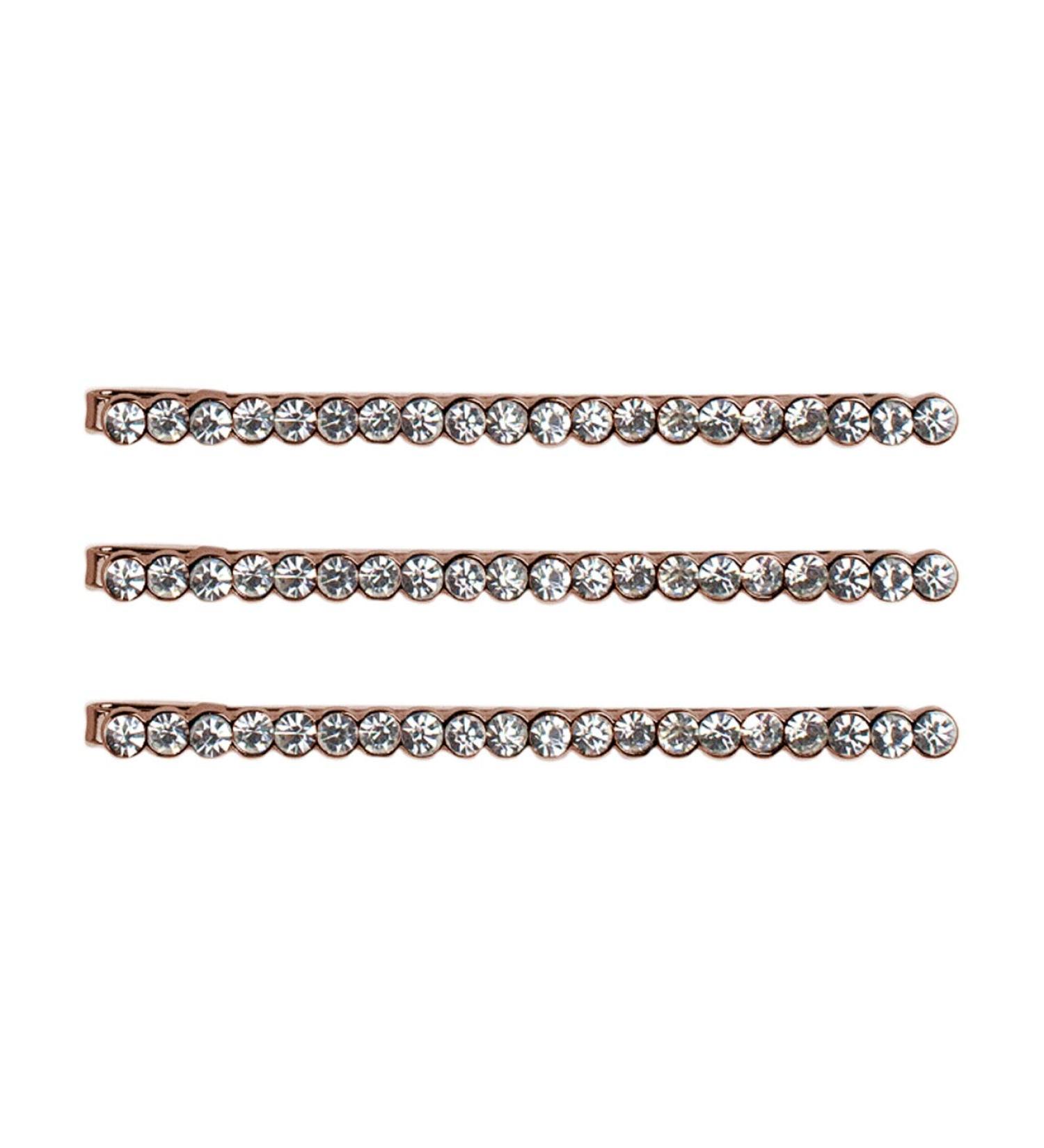 Kitsch Rhinestone Bobby Pins - Rose Gold Decorative Hair Pins for Women (3 Count) - Buy Online on GoSupps.com