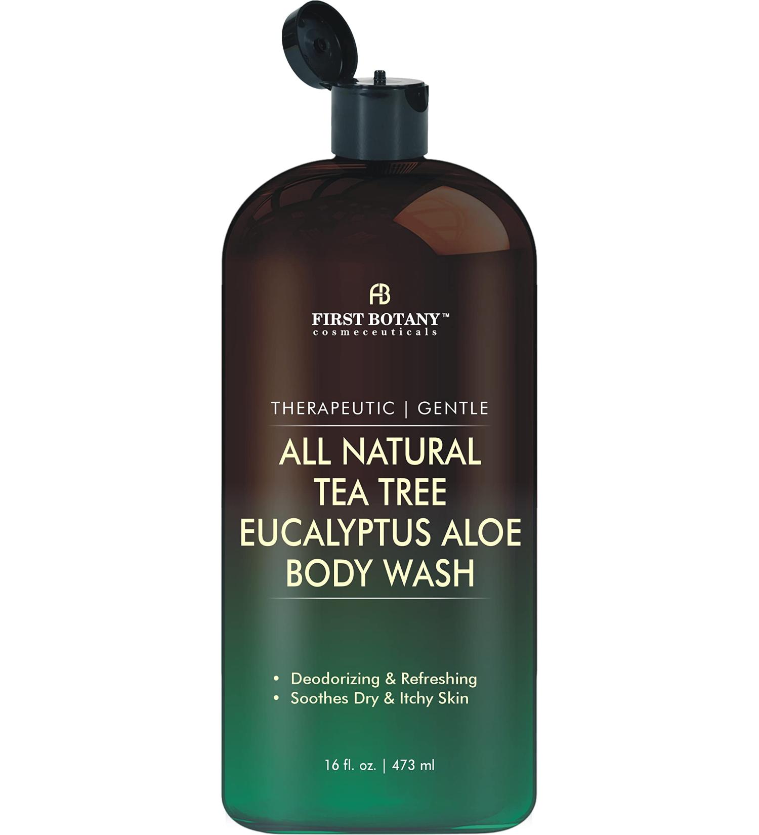 Natural Tea Tree Body Wash 16 fl oz - Fights Body Odor, Athletes Foot, Jock Itch, Nail Issues, Dandruff, Acne, Eczema - Shower Gel for Women & Men - with Eucalyptus, Aloe - Skin Cleanser & Body Soap - Buy Online on GoSupps.com