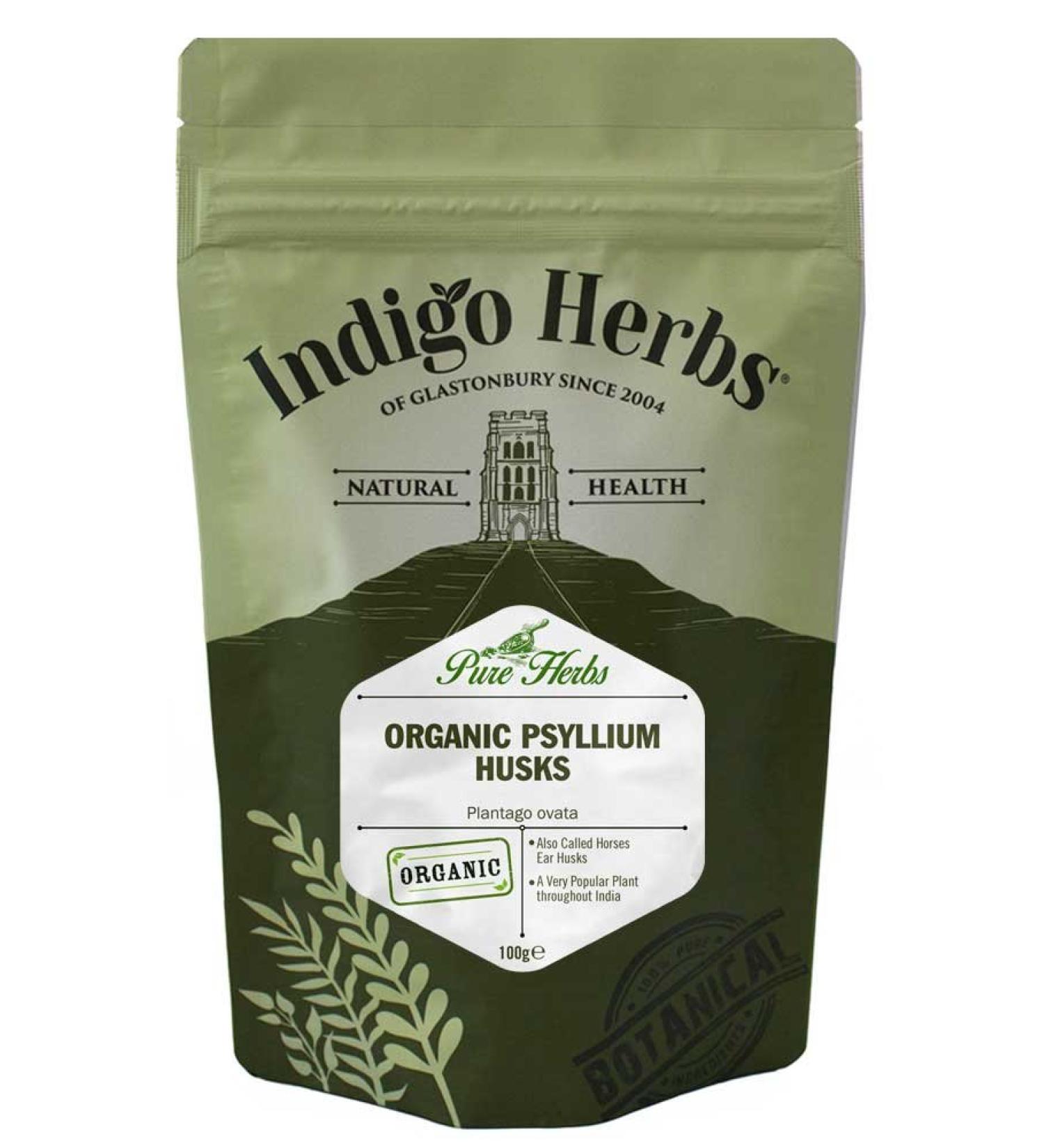 Indigo Herbs Organic Psyllium Husk Powder 100g - Natural Fiber Supplement - Buy Online on GoSupps.com