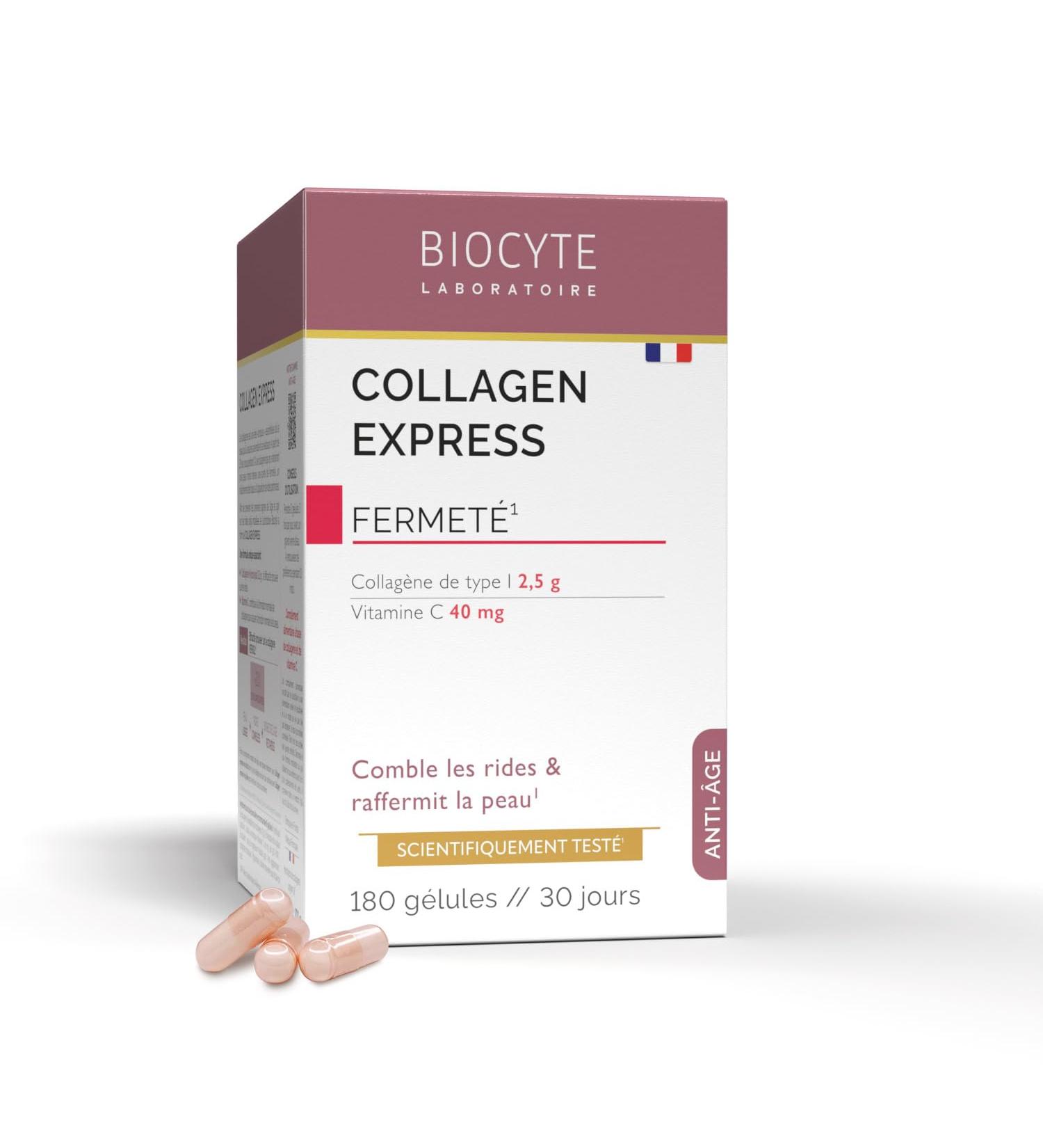 BIOCYTE Pack Collagen Express - Compl ment Alimentaire Anti- ge et Jeunesse de la Peau - Hydrolysat de Collag ne et Vitamine C - 180 G lules - 1 mois de prise Anti- ge 1 unit (Lot de 1) - Buy Online on GoSupps.com
