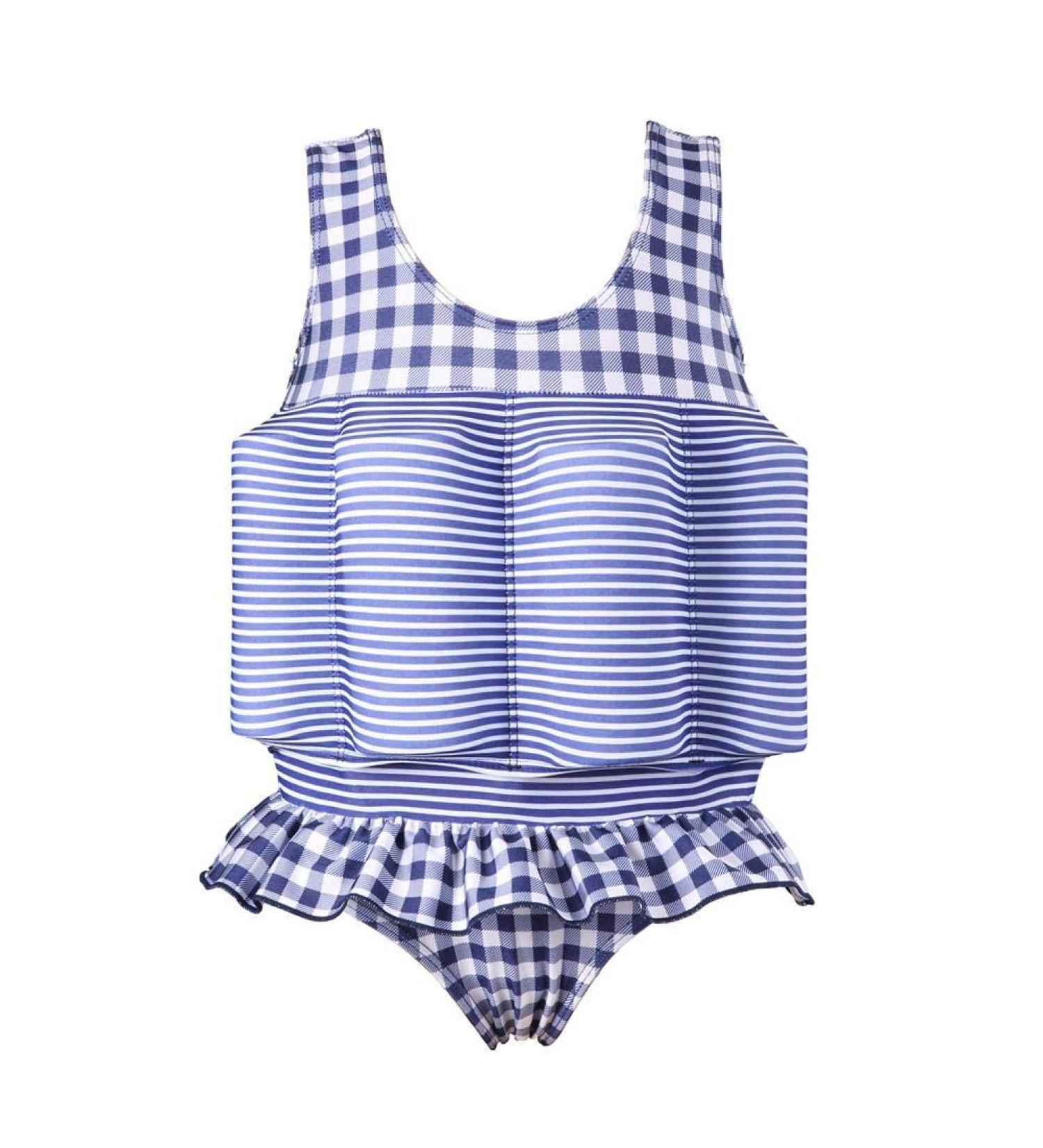 IMEKIS Unisex Kids' One-Piece Swimwear - Adjustable Buoyancy Bathing Suit for 3-4 Years - Blue Grille Swimming Aid - Buy Online on GoSupps.com