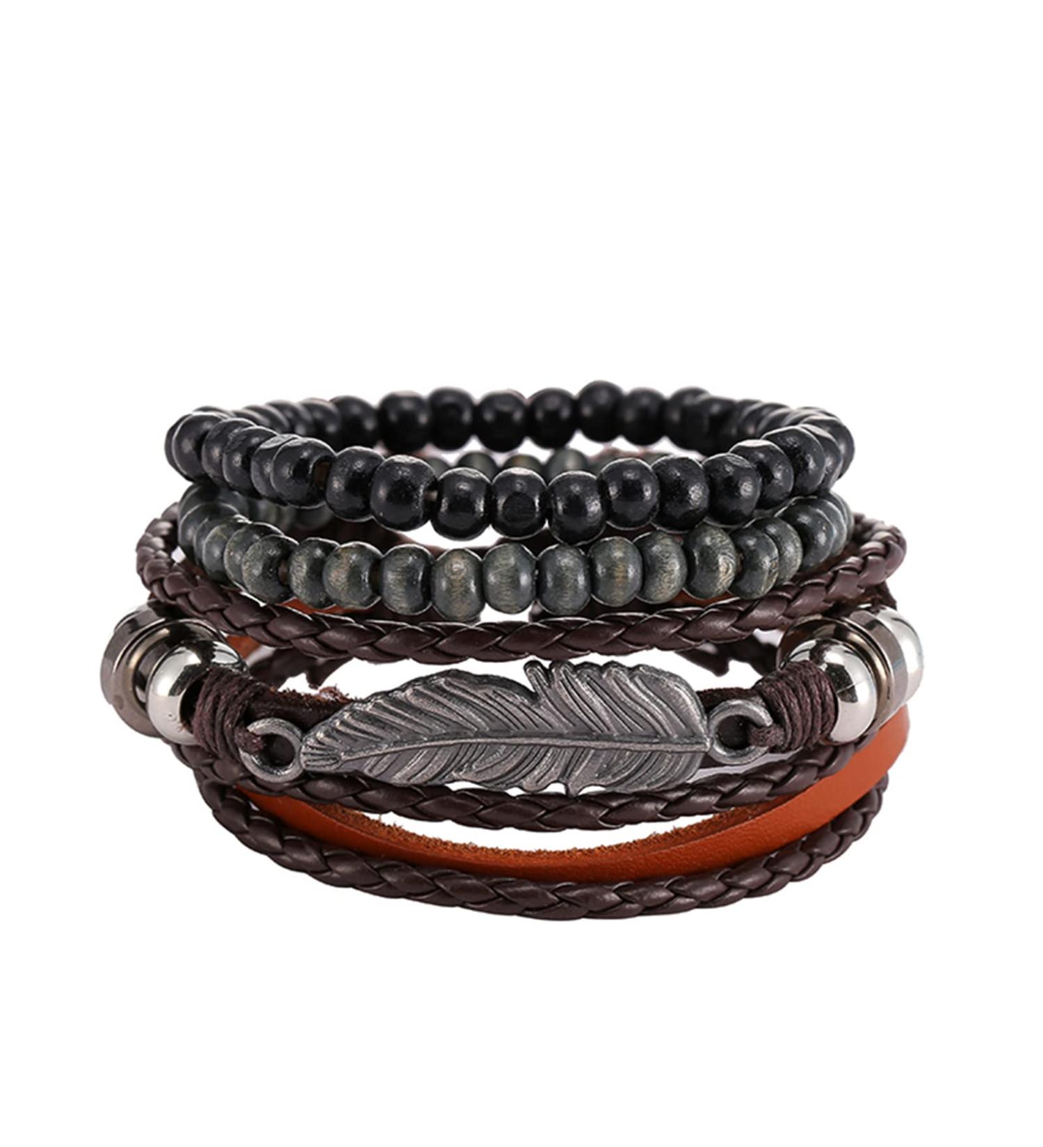 XiShiYing Mens Bracelet Braided Leather Bracelets Men and Women Cool Wrist Cuff Bracelet Mens Bracelet Adjustable Bracelet- Black G - Buy Online on GoSupps.com