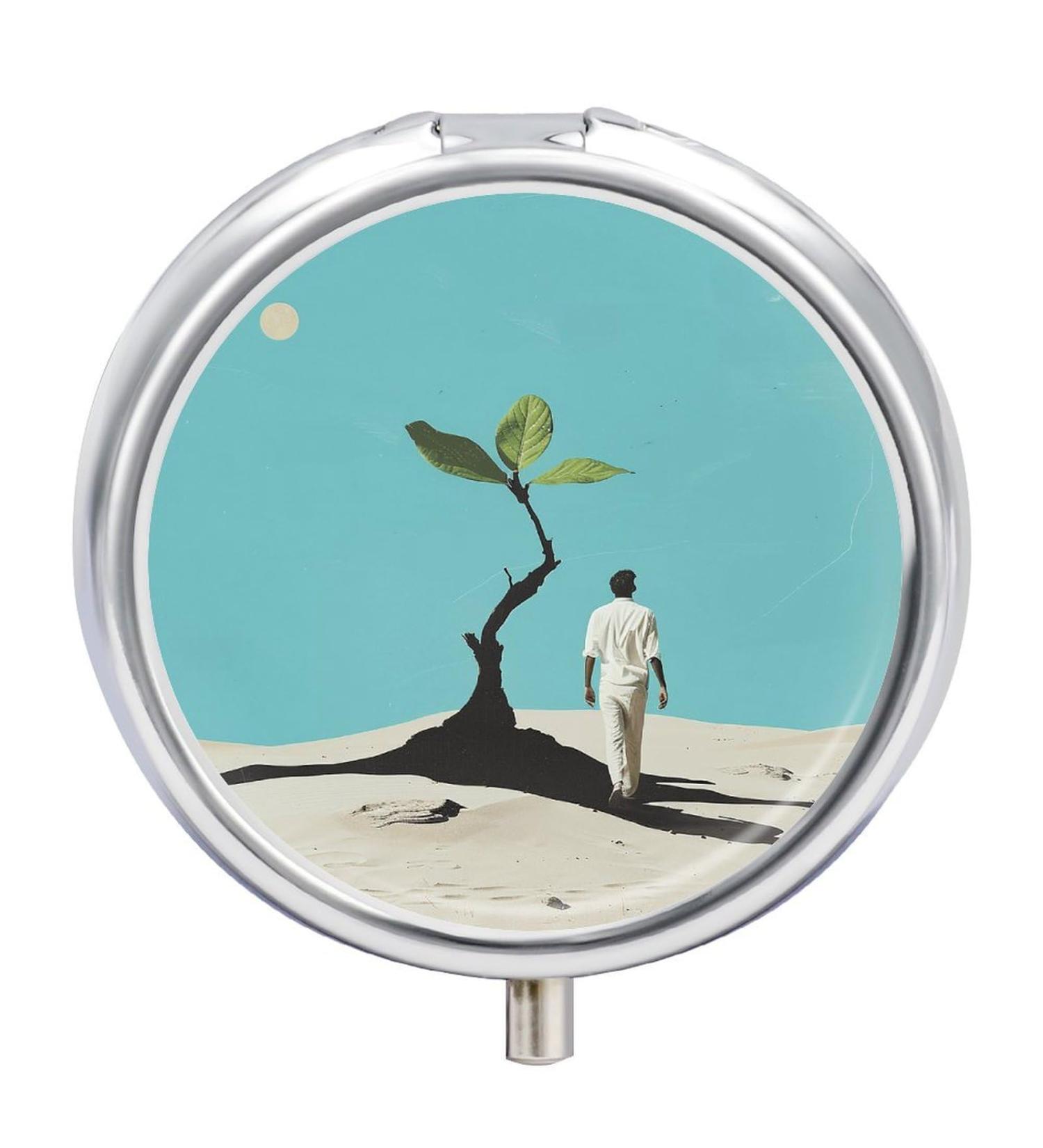 Portable 3 Compartment Pill Box - Travel Medicine Organizer with Desert Print | Ideal for Purse & Pocket - Buy Online on GoSupps.com