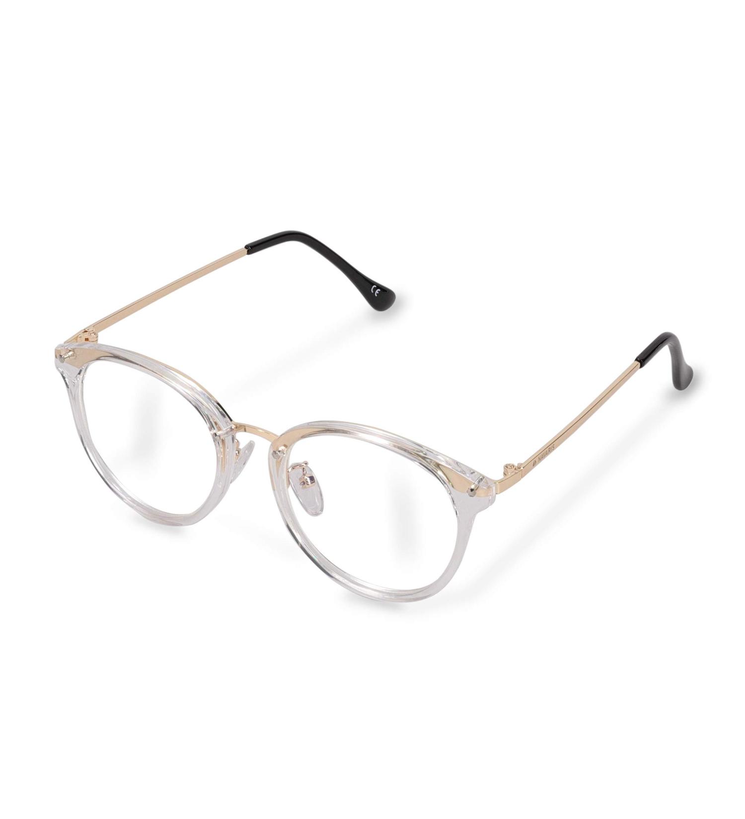Navaris Retro Glasses - Vintage 50s Nerd Style for Men & Women | Prescription-Free Transparent Computer Glasses with Metal Frame - Buy Online on GoSupps.com
